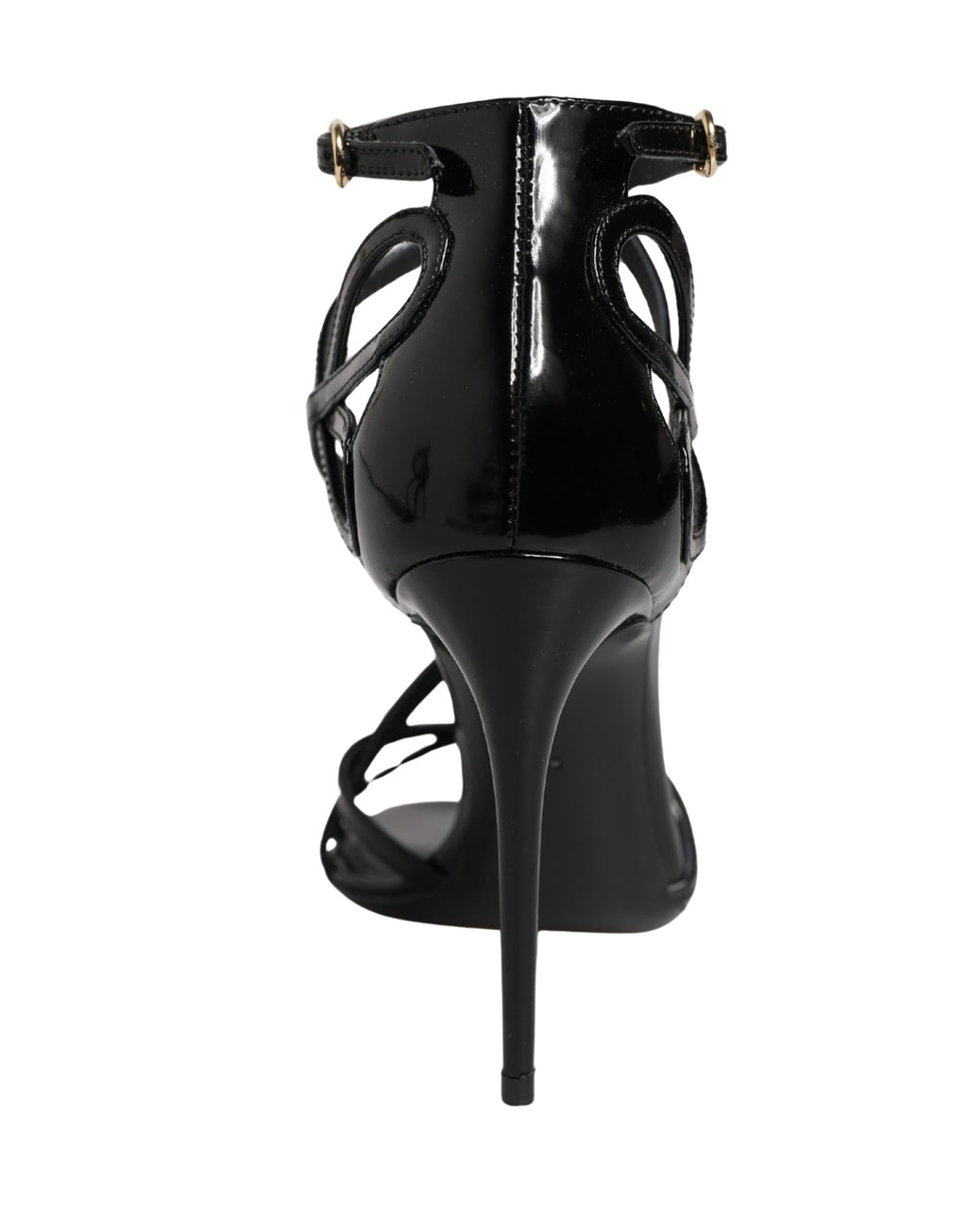 Dolce & Gabbana Black Leather Stiletto Heel Sandals Shoes