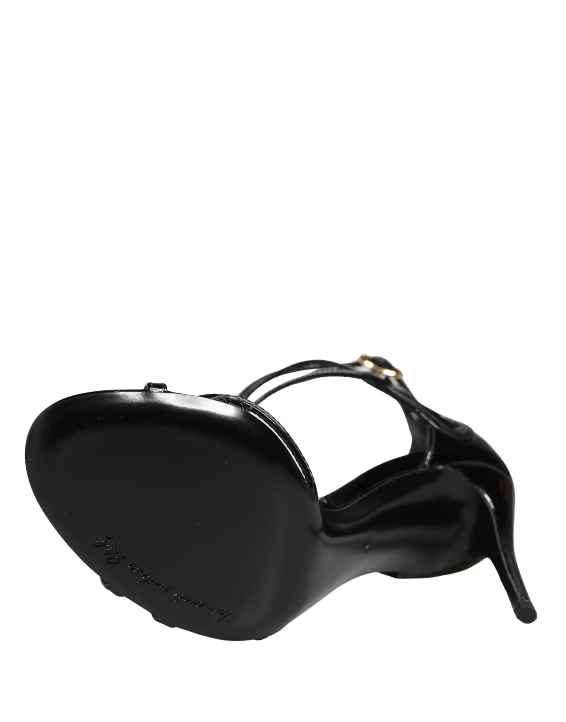 Dolce & Gabbana Black Leather Stiletto Heel Sandals Shoes | Regal Royce
