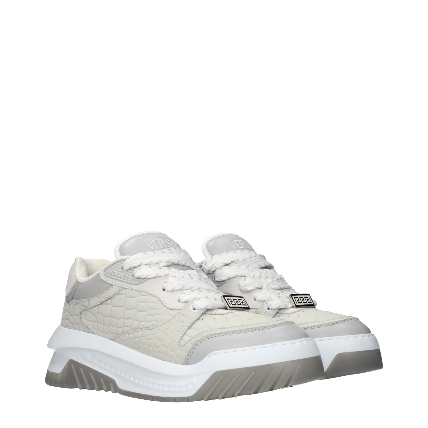 Versace Gray Leather Low Top Sneakers | Regal Royce