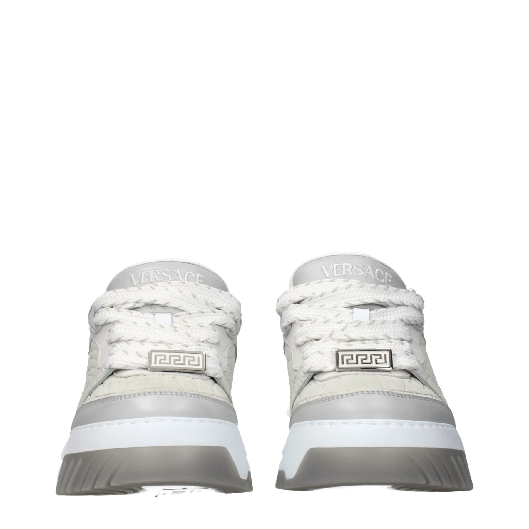 Versace Gray Leather Low Top Sneakers | Regal Royce