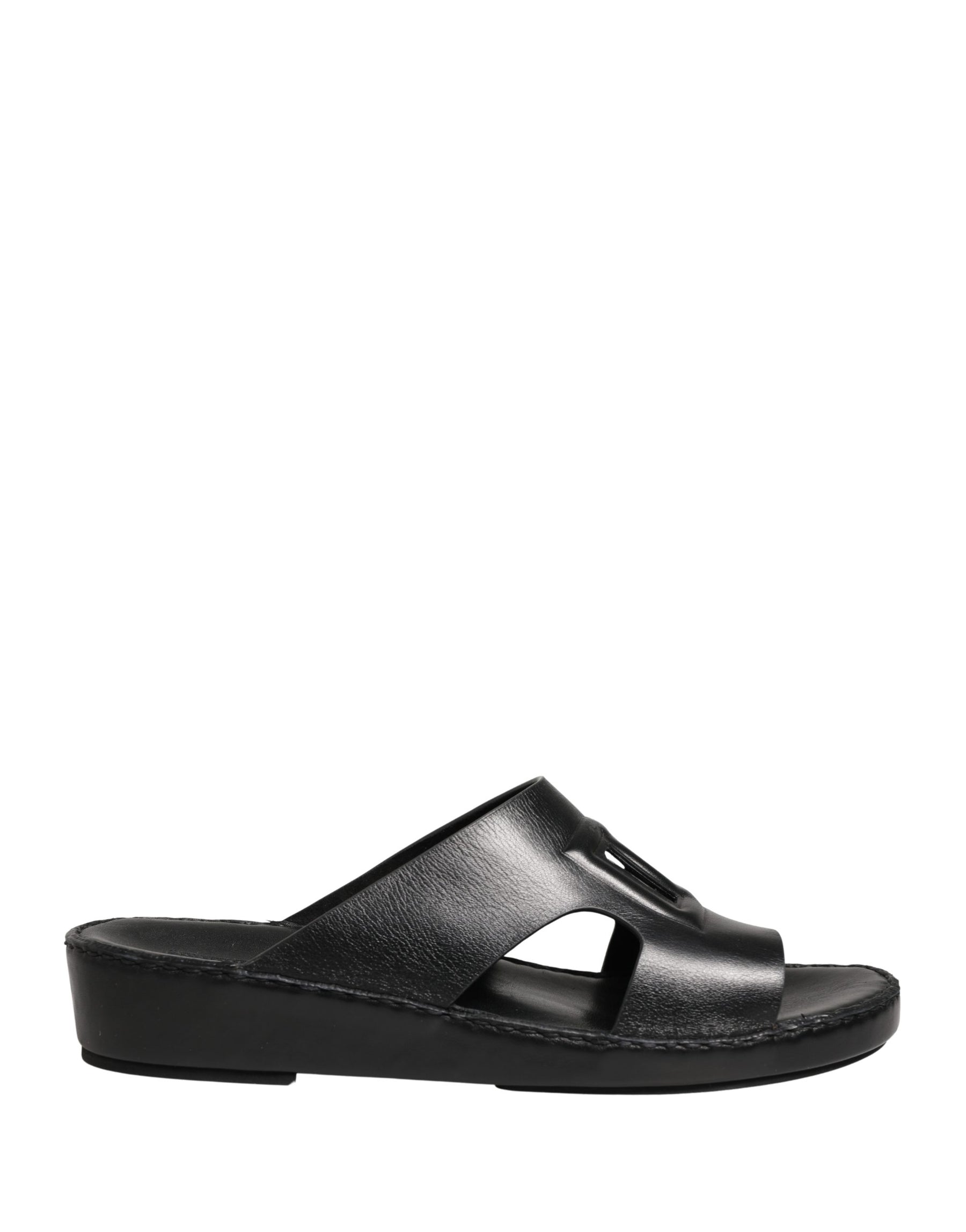 Dolce & Gabbana Black Leather Cutout DG Logo Sandals Shoes | Regal Royce