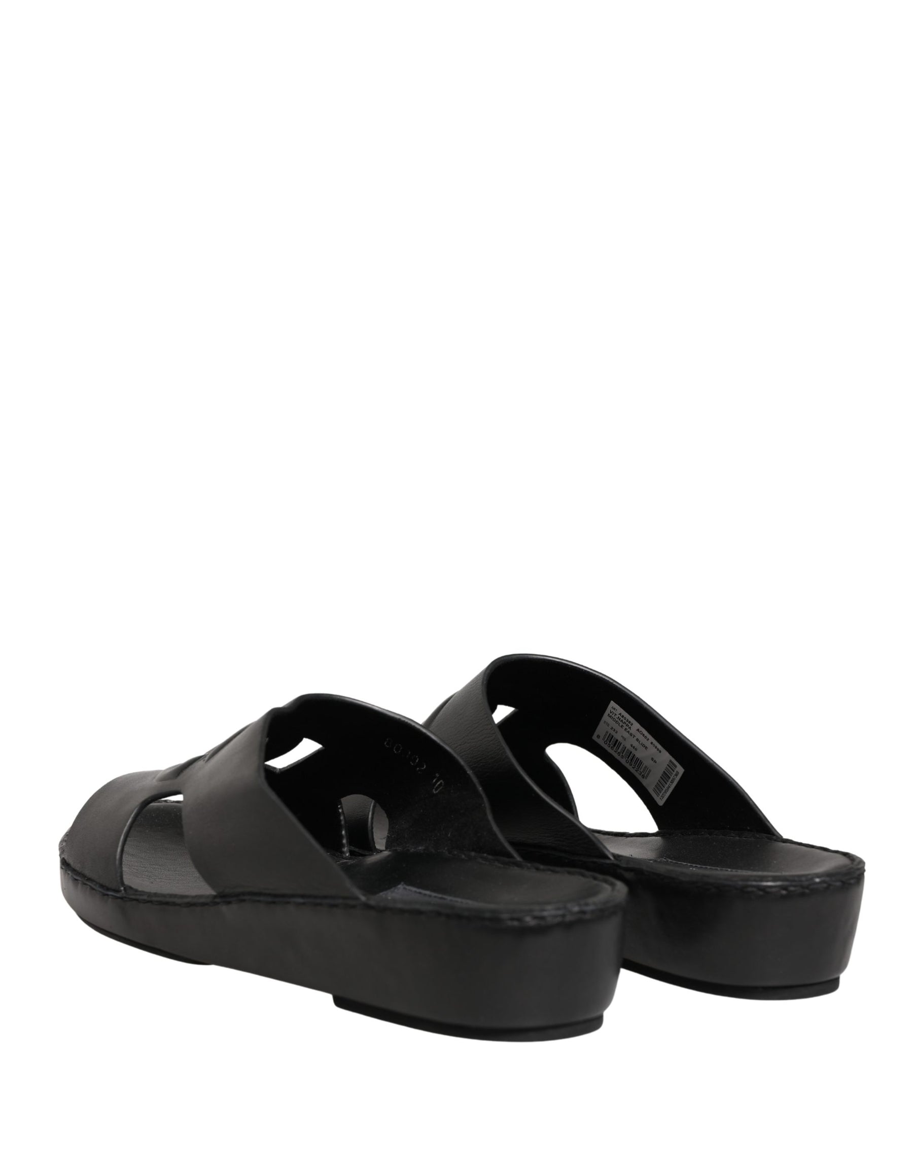 Dolce & Gabbana Black Leather Cutout DG Logo Sandals Shoes | Regal Royce