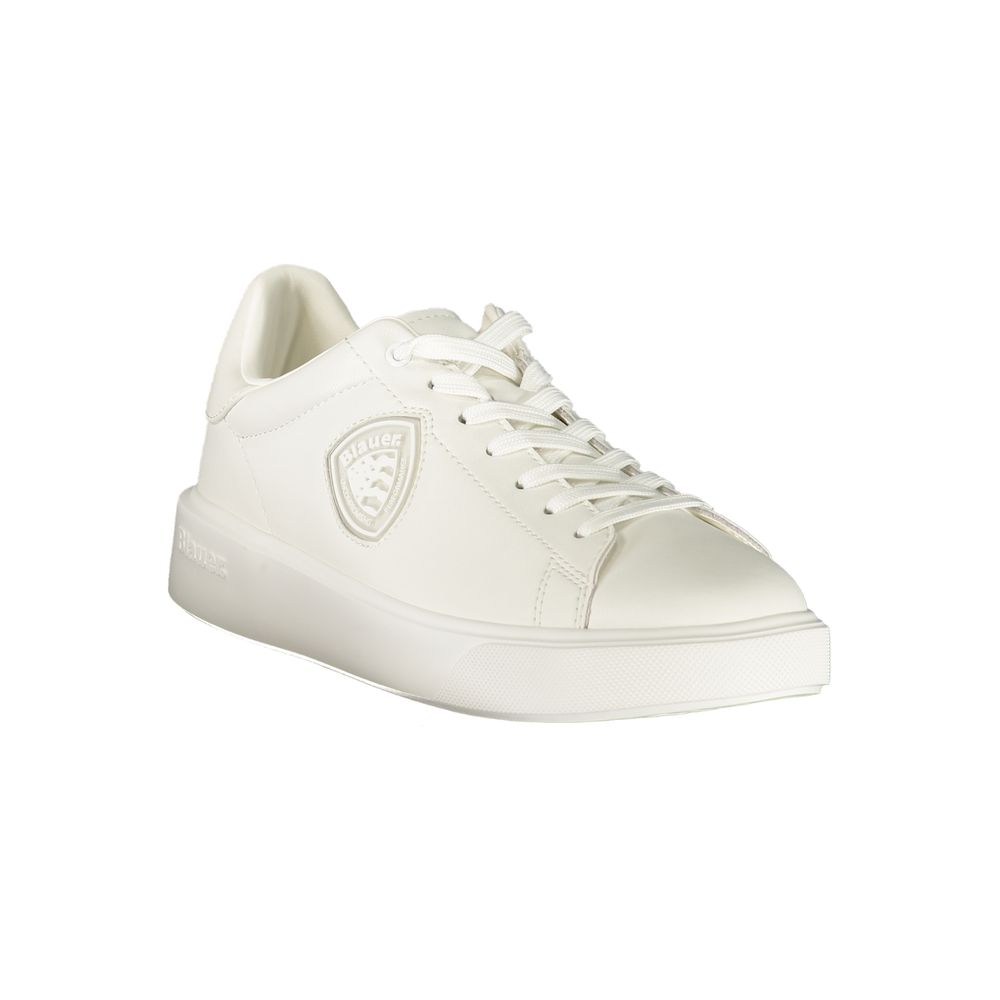 Blauer White Polyurethane Men's Sneaker | Regal Royce