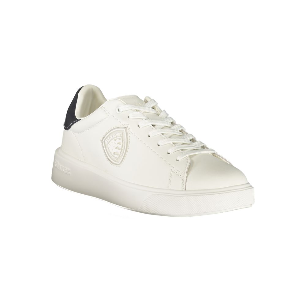 Blauer White Polyurethane Men's Sneaker | Regal Royce