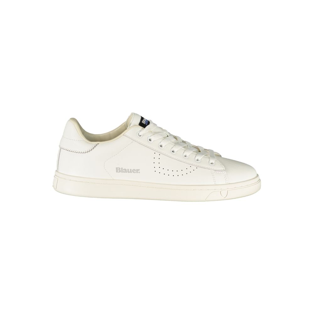 Blauer White Polyurethane Men's Sneaker | Regal Royce
