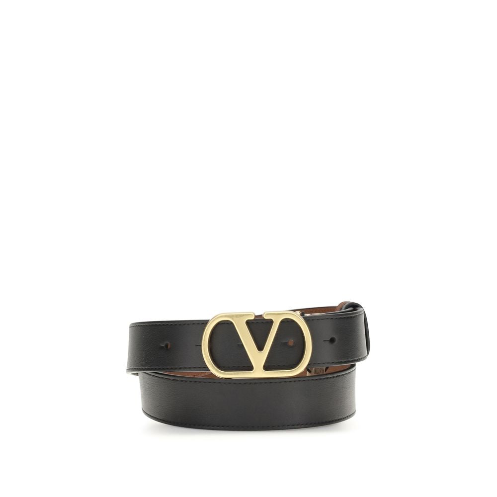 Valentino Garavani Black Calf Leather Bos Taurus Regular Belt | Regal Royce
