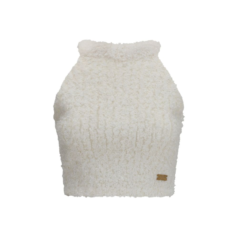 Balmain White Viscose Sleeveles T-Shirt | Regal Royce