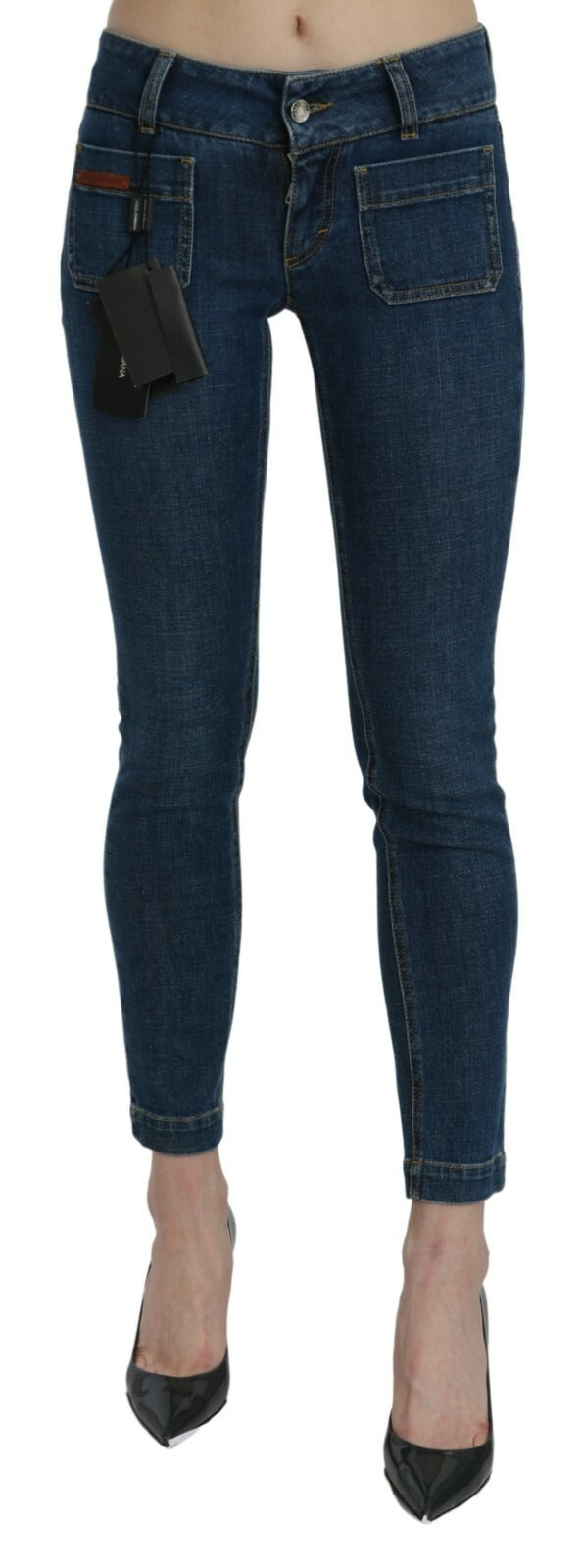 Dolce & Gabbana Blue Slim Fit Cropped Mid Waist Denim Jeans | Regal Royce
