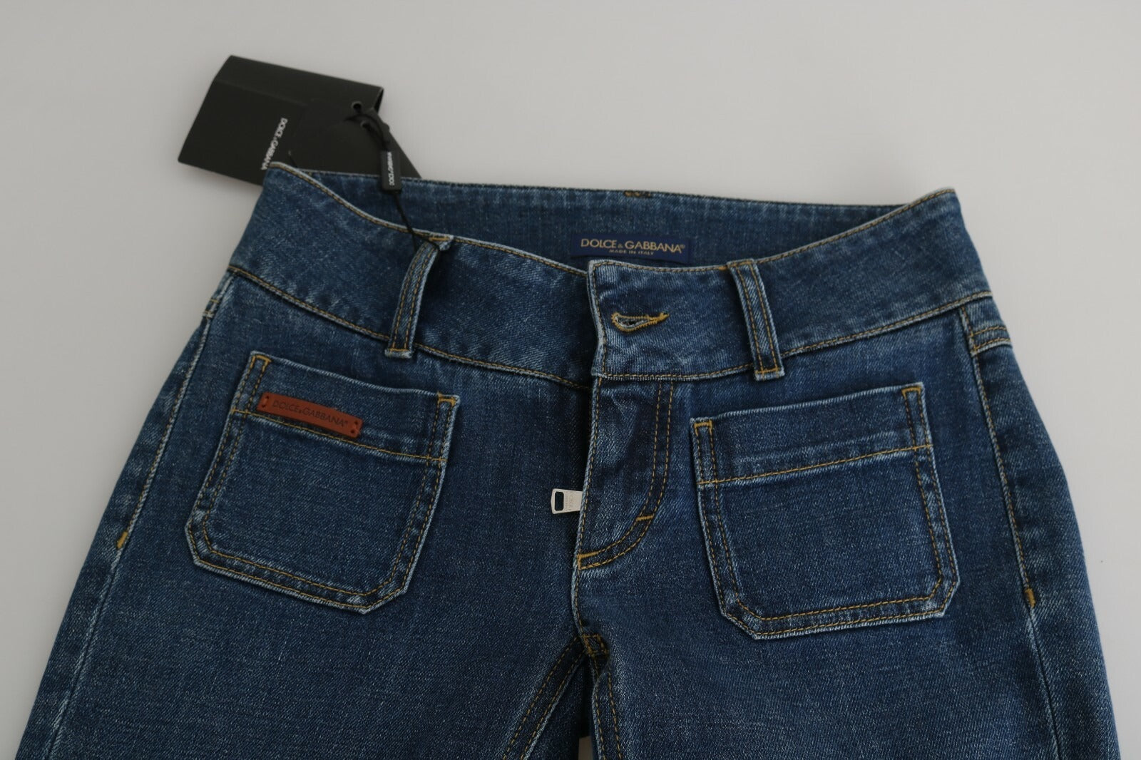 Dolce & Gabbana Blue Slim Fit Cropped Mid Waist Denim Jeans | Regal Royce