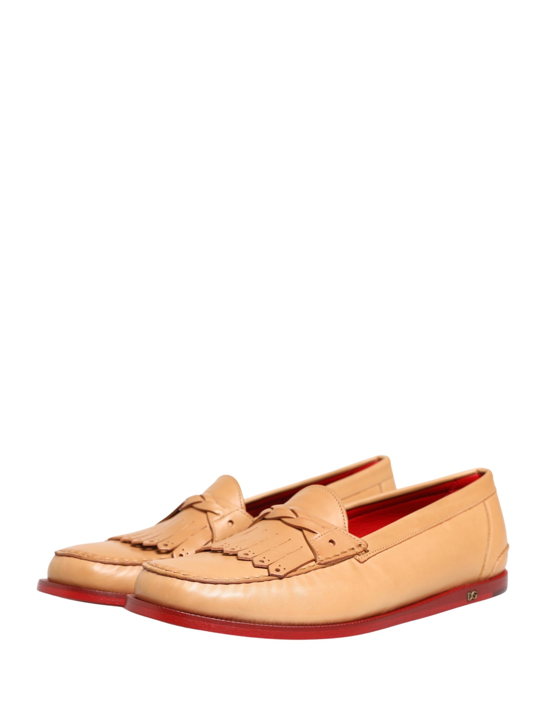 Dolce & Gabbana Beige Tassel Leather Men Slip On Loafers Shoes | Regal Royce