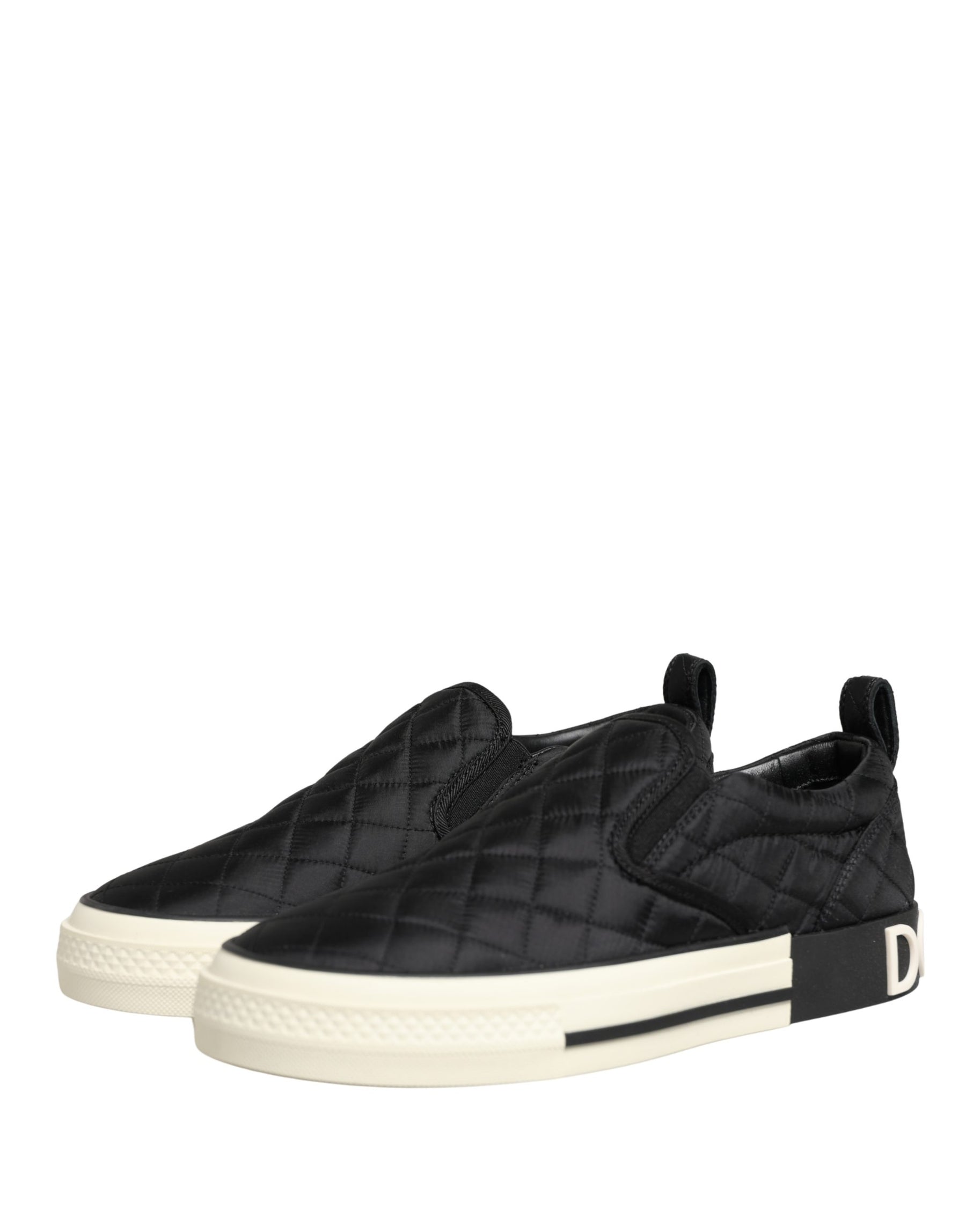Dolce & Gabbana Black Quilted Slip On Low Top Sneakers Shoes | Regal Royce