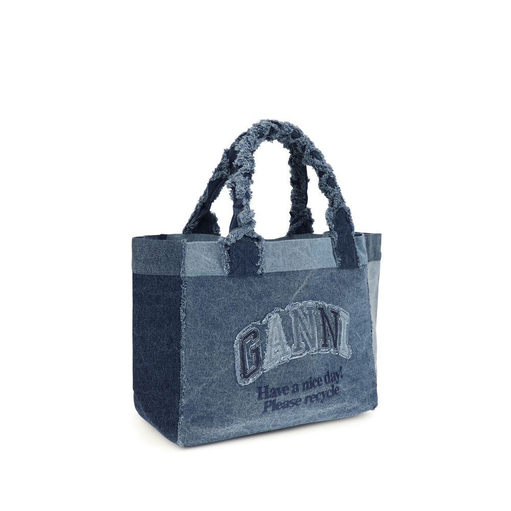 Ganni Blue Cotton Shoulder Bag | Regal Royce