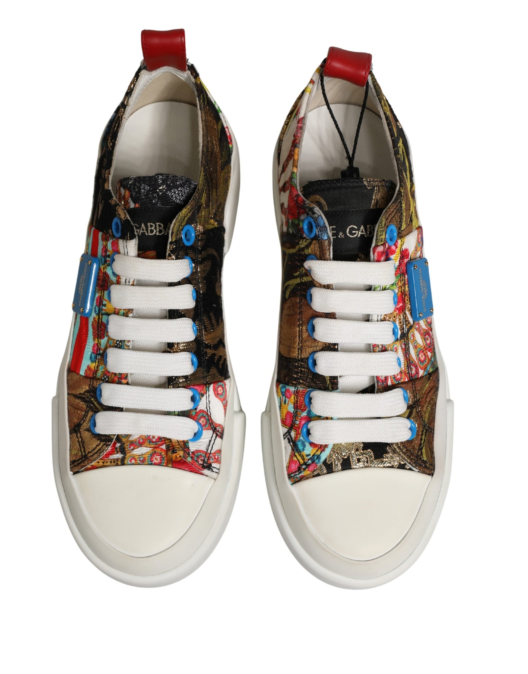 Dolce & Gabbana Multicolor Patchwork Low Top Sneakers Shoes | Regal Royce