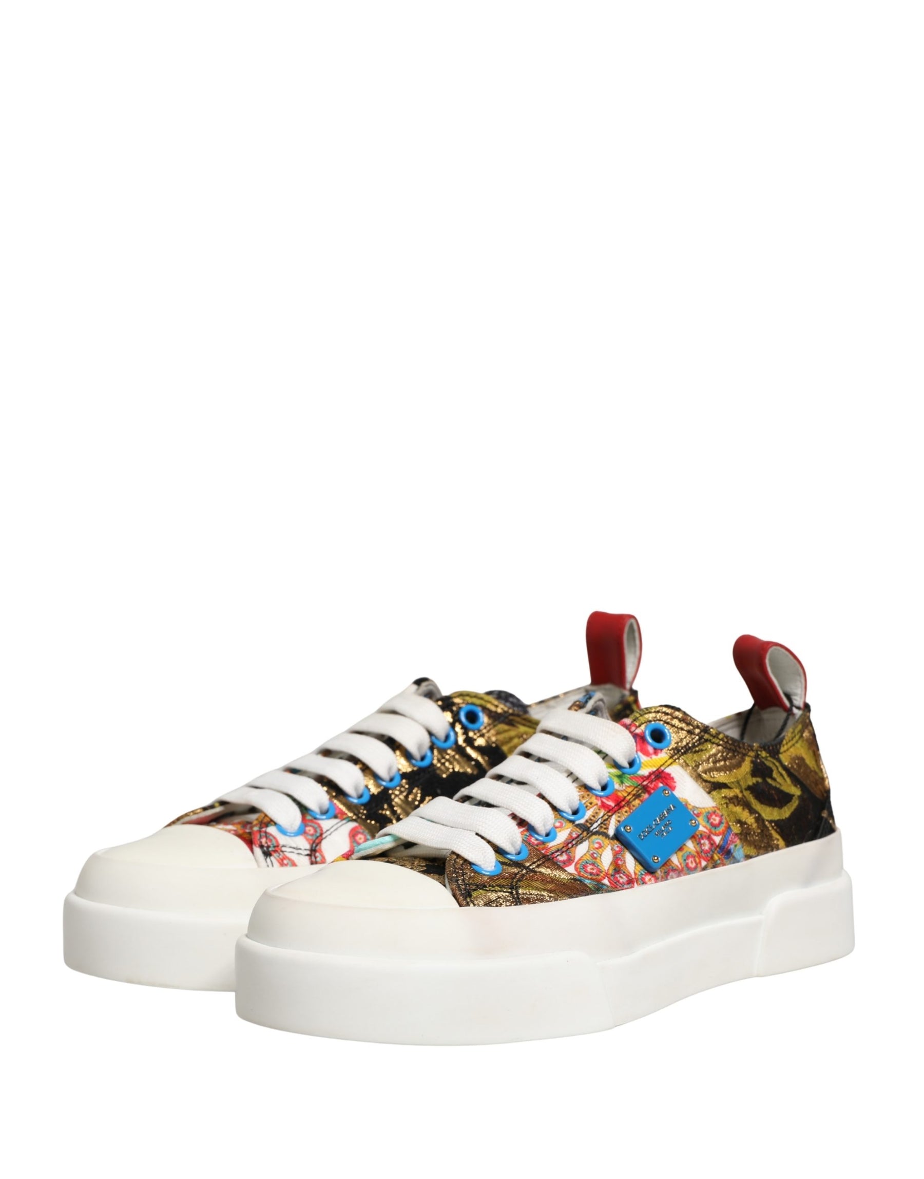 Dolce & Gabbana Multicolor Patchwork Low Top Sneakers Shoes | Regal Royce