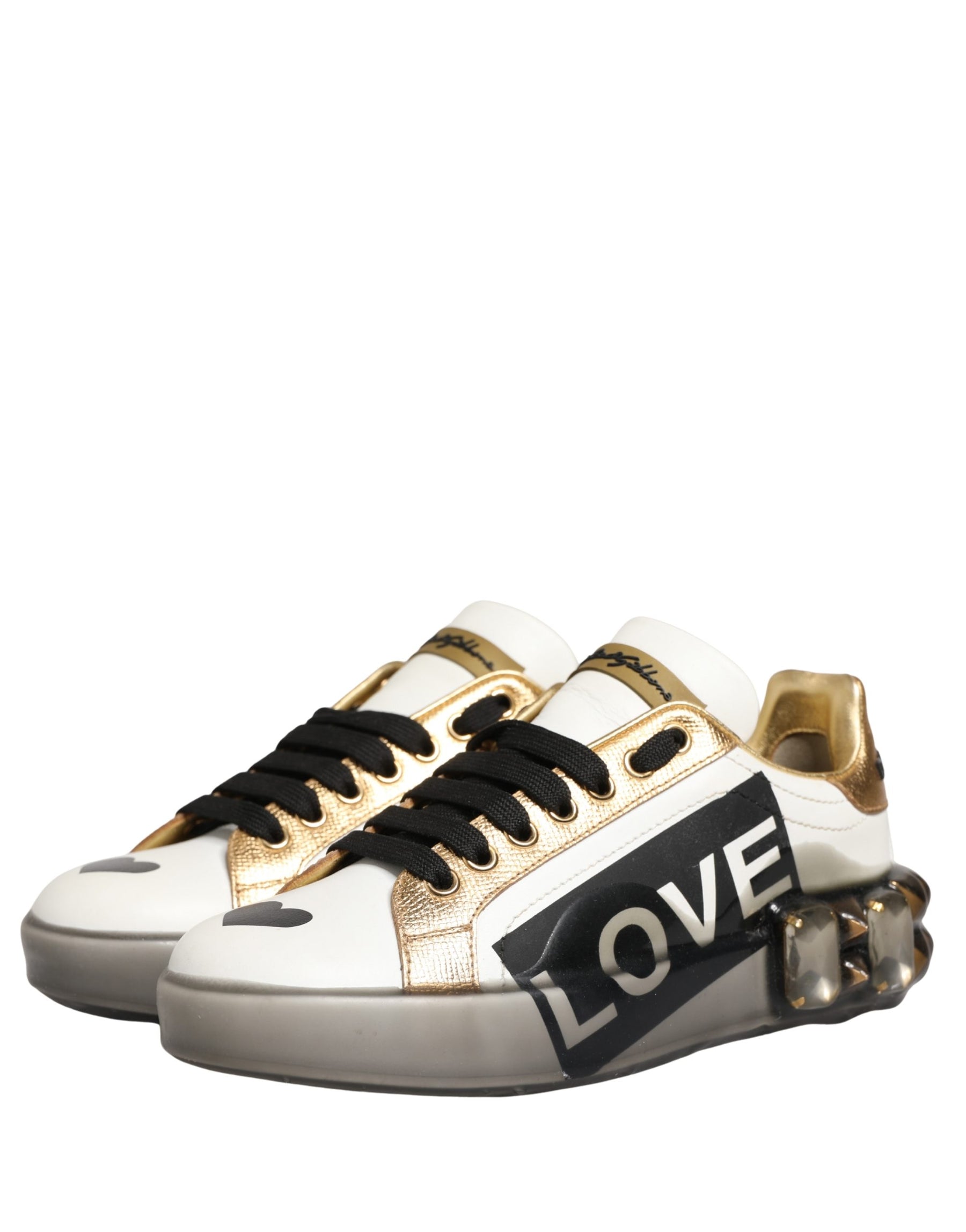 Dolce & Gabbana Multicolor Crystal StuddedLOVE Sneakers Shoes | Regal Royce