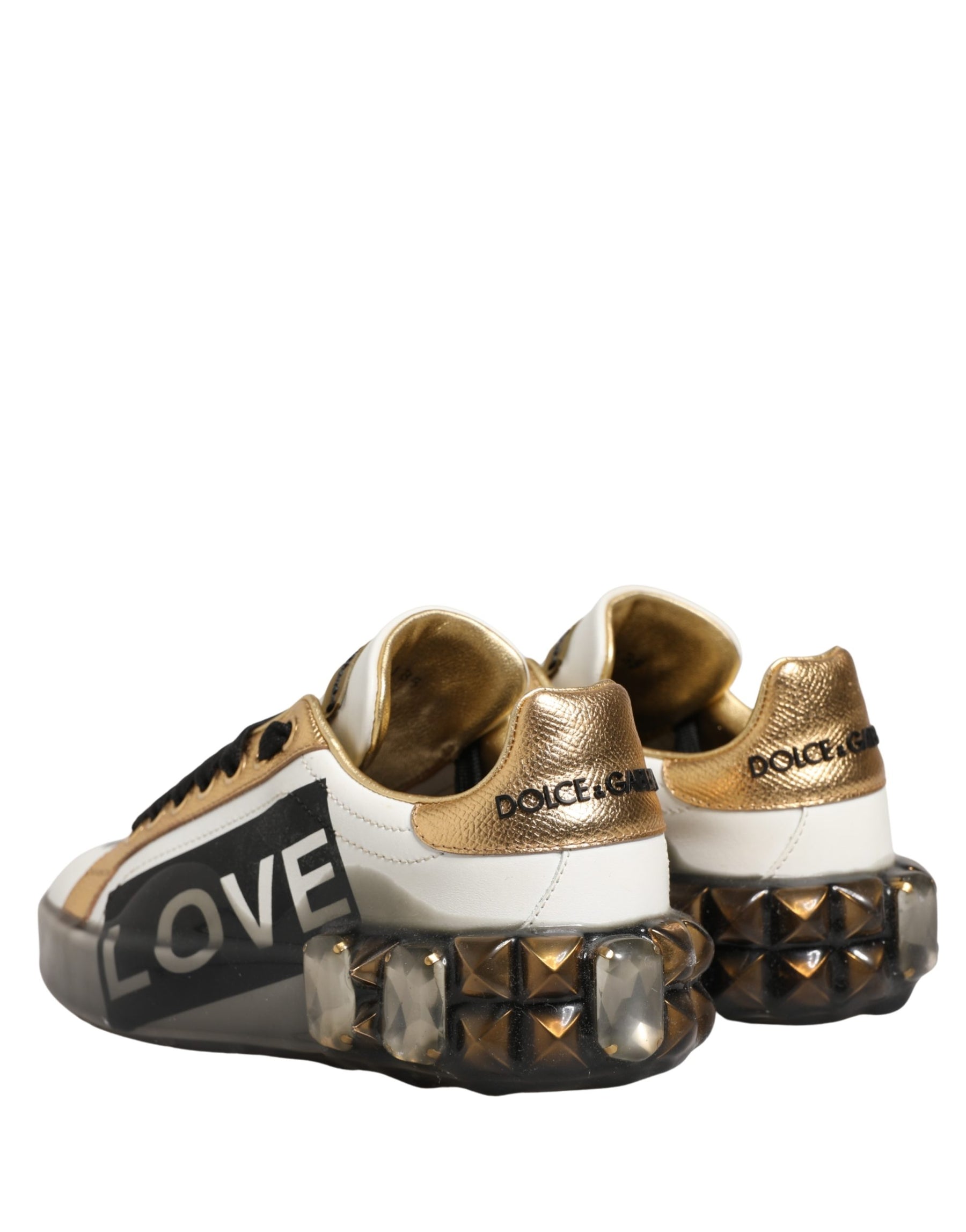 Dolce & Gabbana Multicolor Crystal StuddedLOVE Sneakers Shoes | Regal Royce