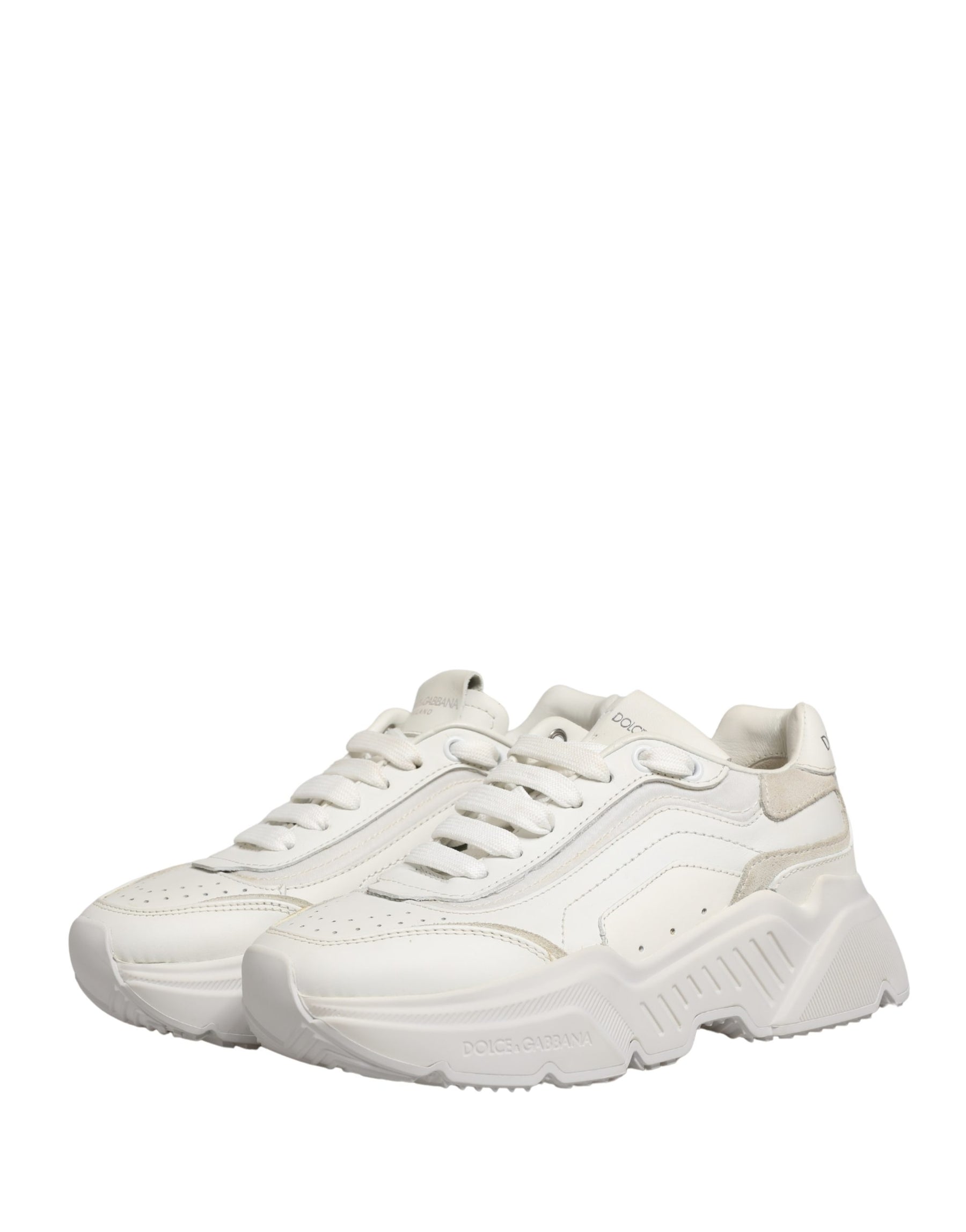 Dolce & Gabbana White Leather Daymaster Low Top Sneakers Shoes | Regal Royce