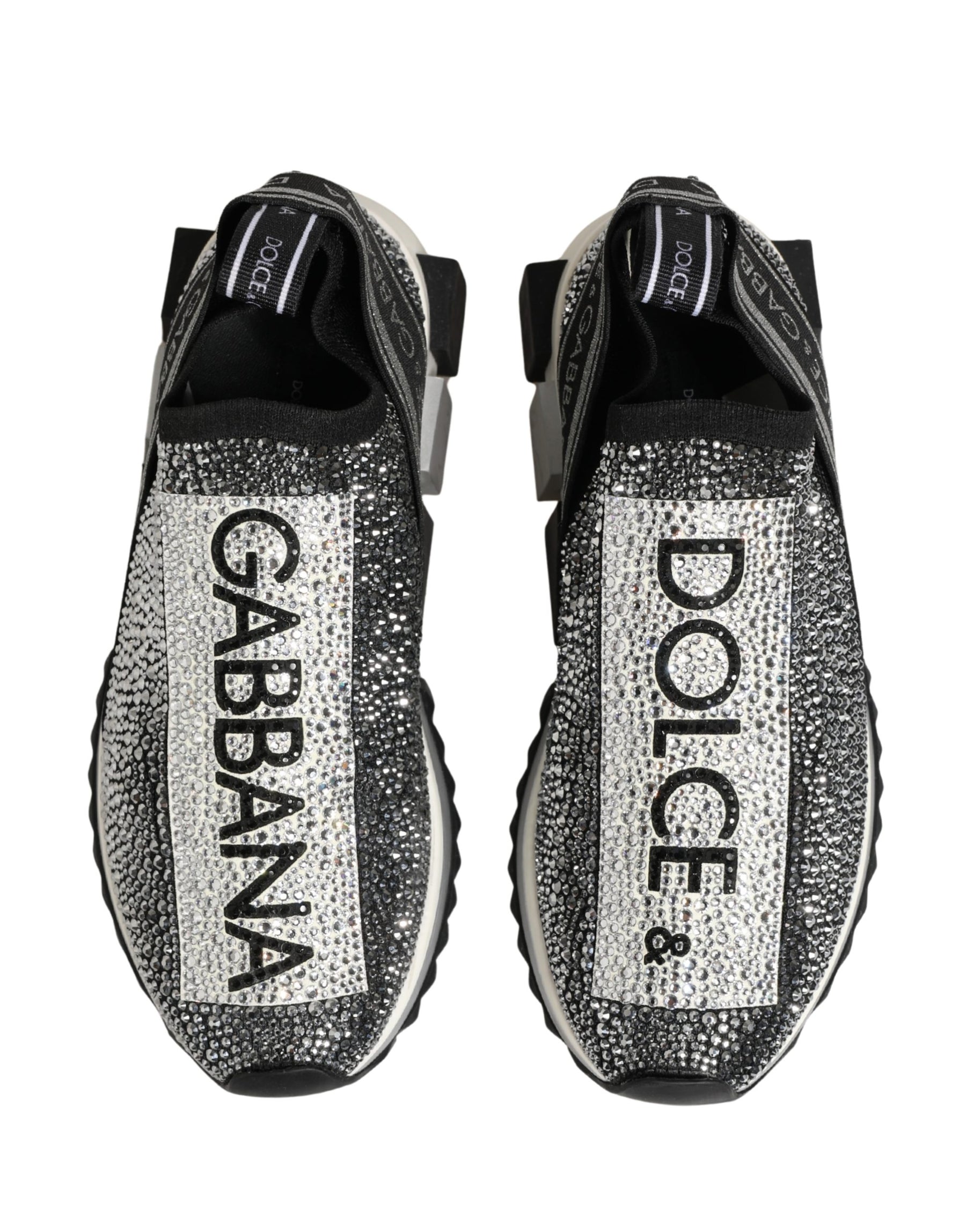 Dolce & Gabbana Silver Crystal Logo Slip On Sorrento Sneakers Shoes | Regal Royce
