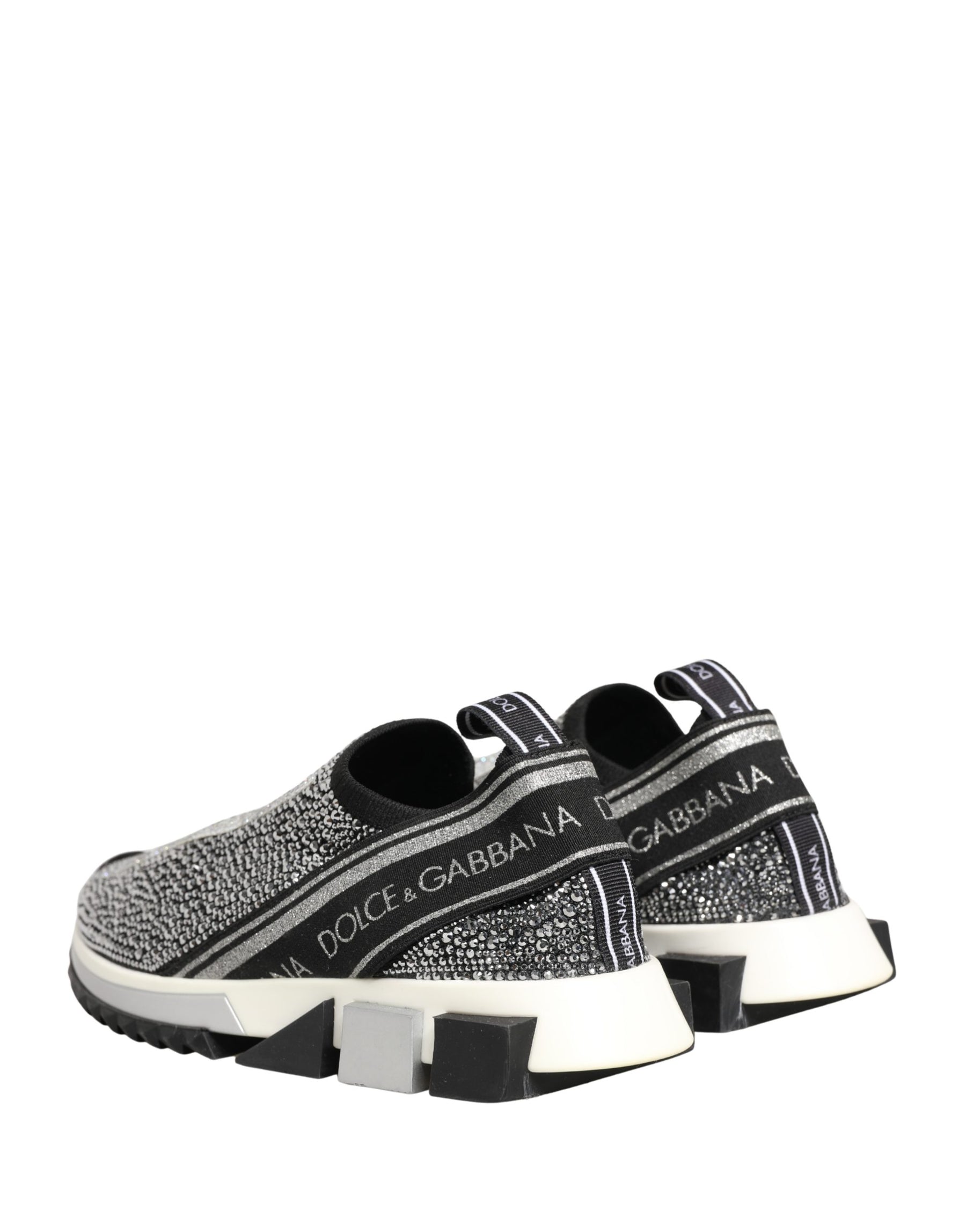 Dolce & Gabbana Silver Crystal Logo Slip On Sorrento Sneakers Shoes | Regal Royce