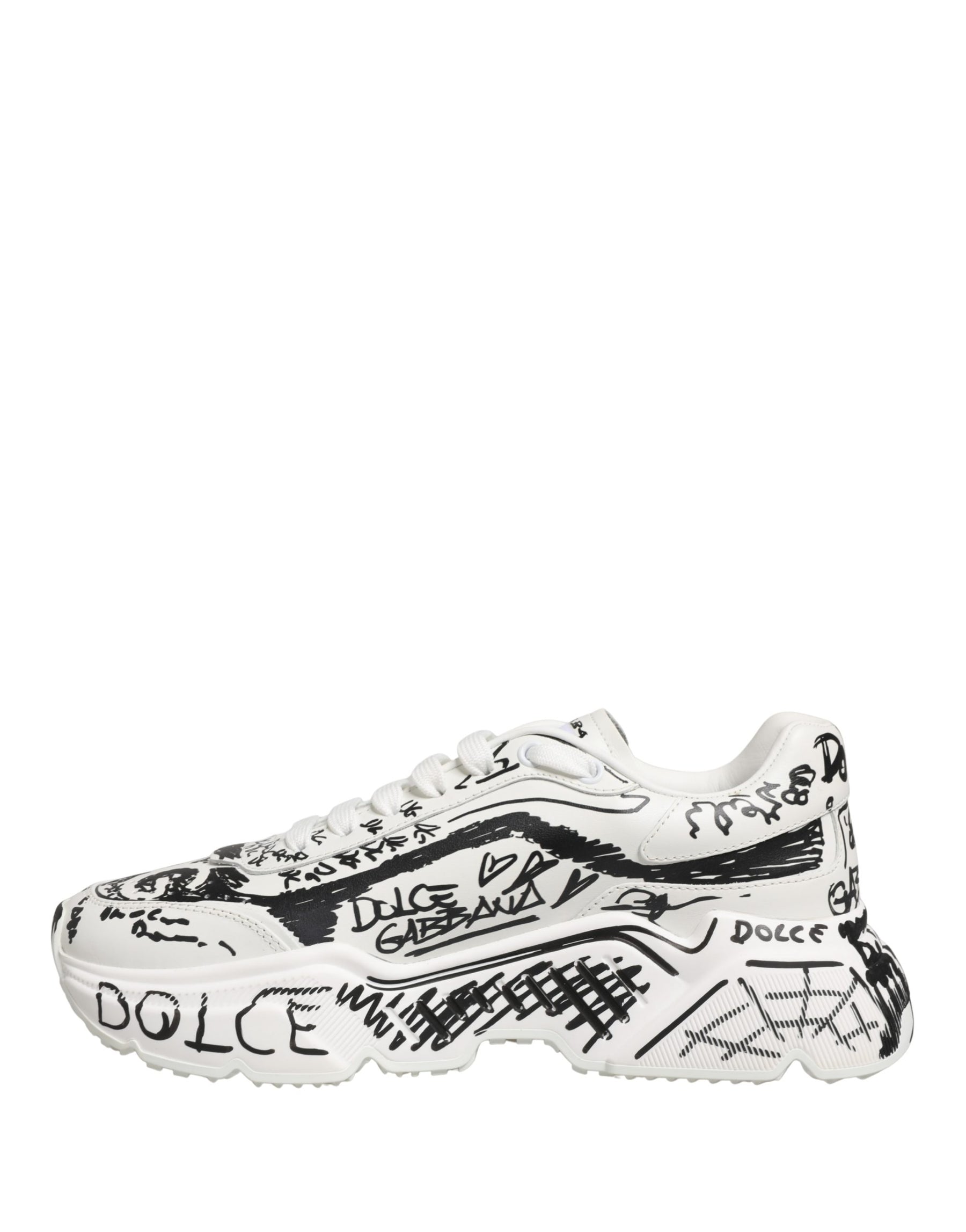 Dolce & Gabbana White Daymaster Graffiti Low Top Sneakers Shoes | Regal Royce