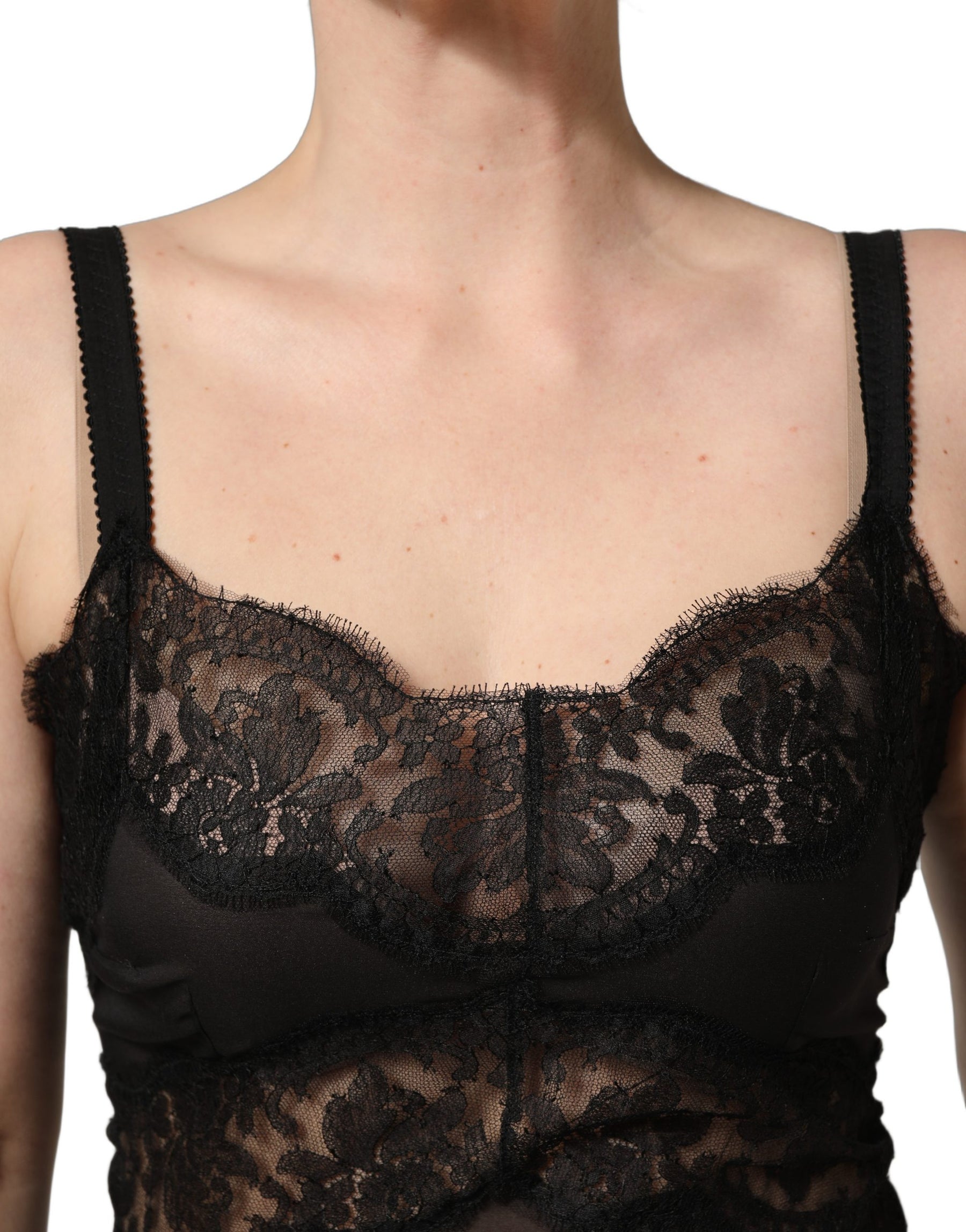 Dolce & Gabbana Black Silk Lace Slip Lingerie Chemise Sleepwear | Regal Royce