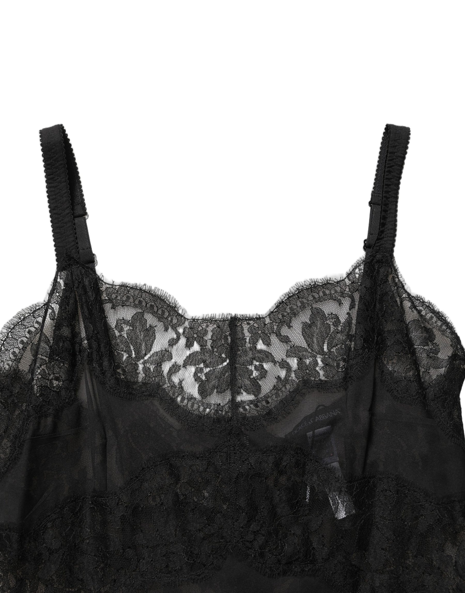 Dolce & Gabbana Black Silk Lace Slip Lingerie Chemise Sleepwear | Regal Royce