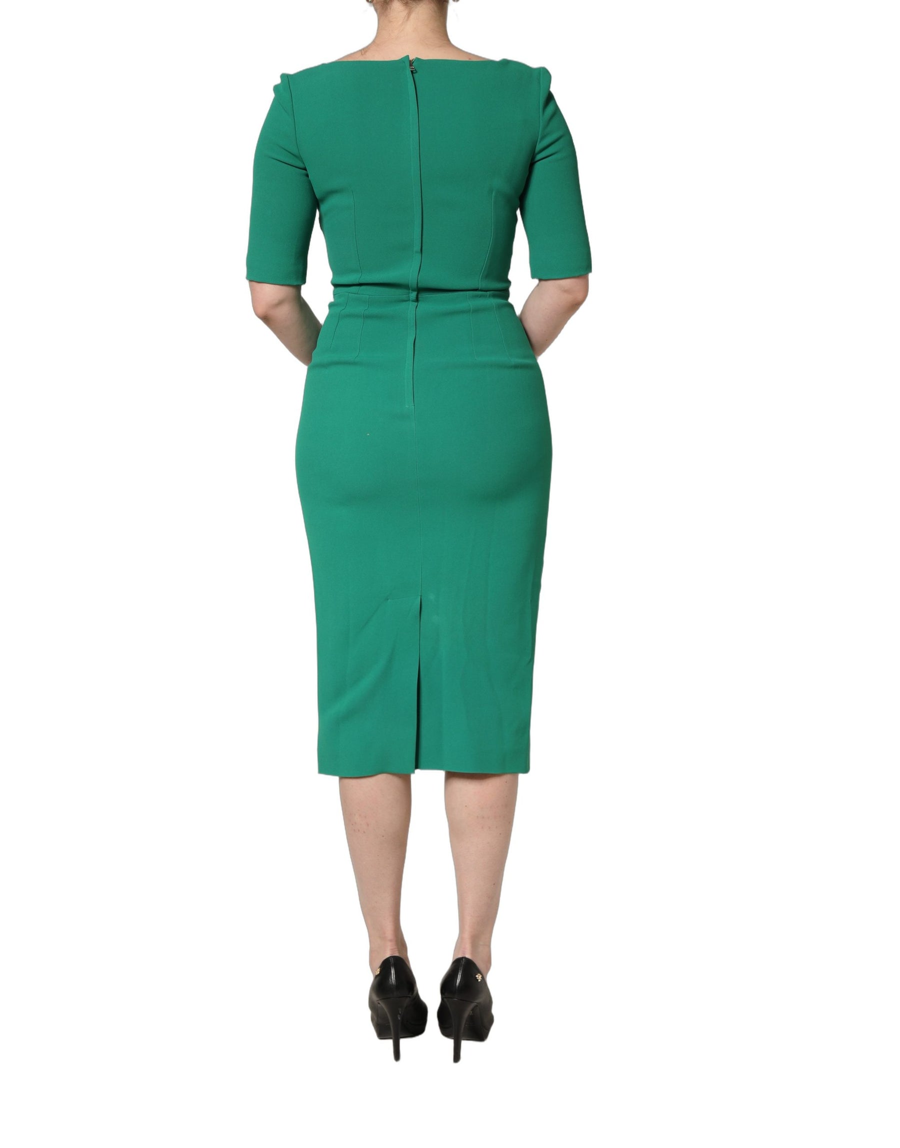 Dolce & Gabbana Green Short Sleeve Pencil Sheath Midi Dress | Regal Royce