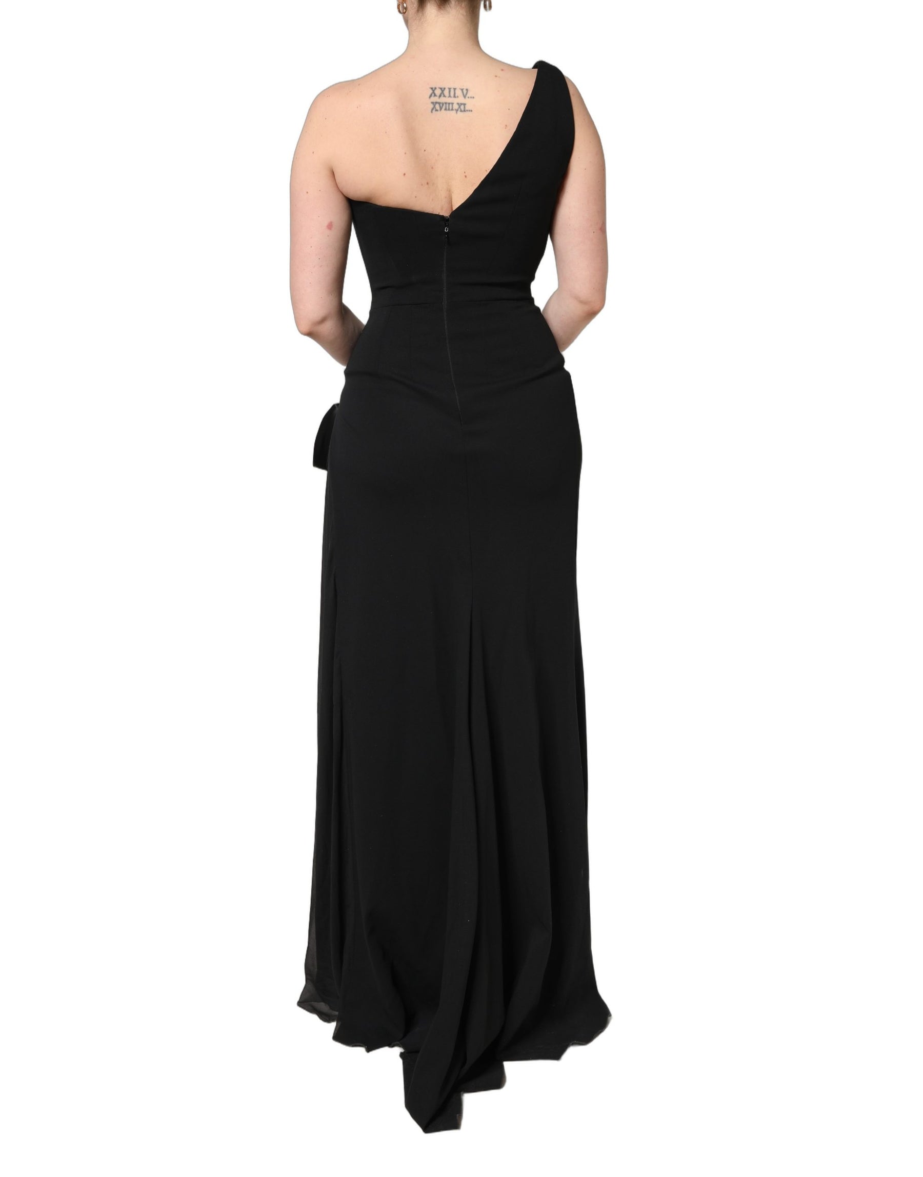 Dolce & Gabbana Black One Shoulder Neckline Long Gown Dress | Regal Royce