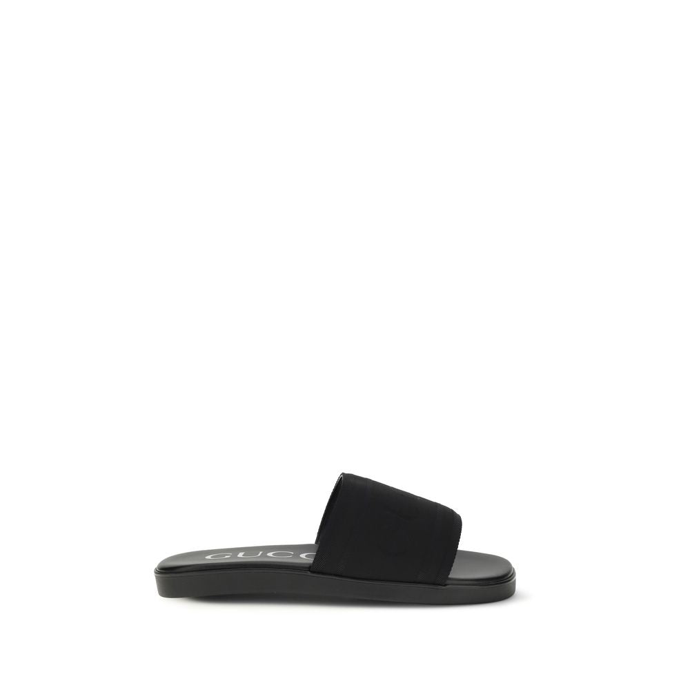 Gucci Black Fabric Flat Sandals | Regal Royce