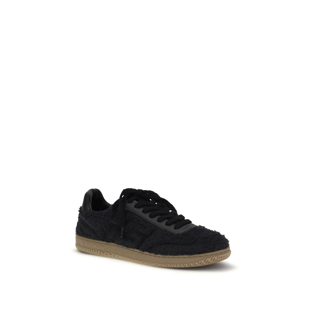 Balmain Black Suede Leather Low Top Sneakers | Regal Royce