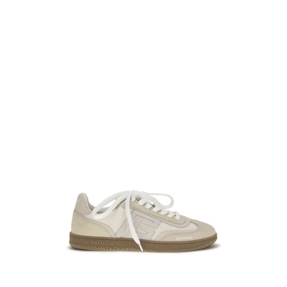Balmain Beige Suede Leather Athletic Sneakers | Regal Royce