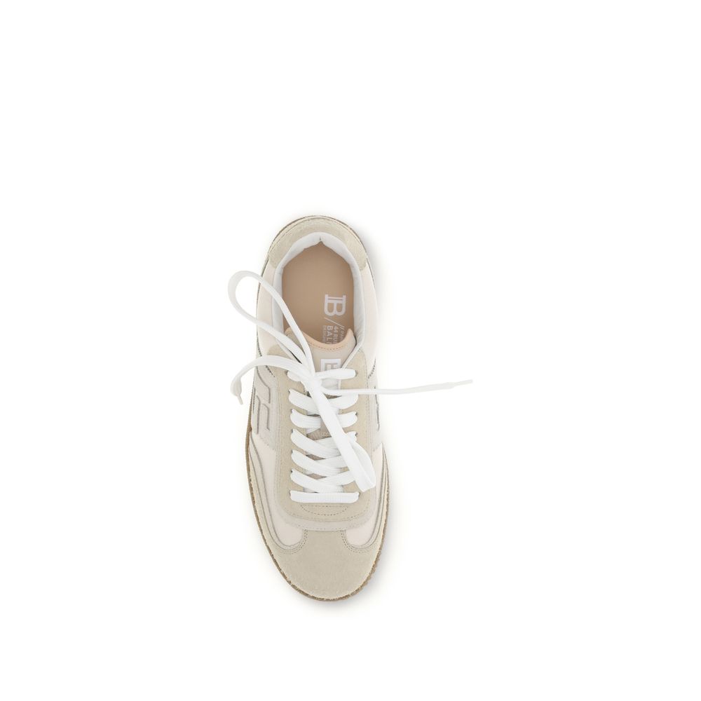 Balmain Beige Suede Leather Athletic Sneakers | Regal Royce