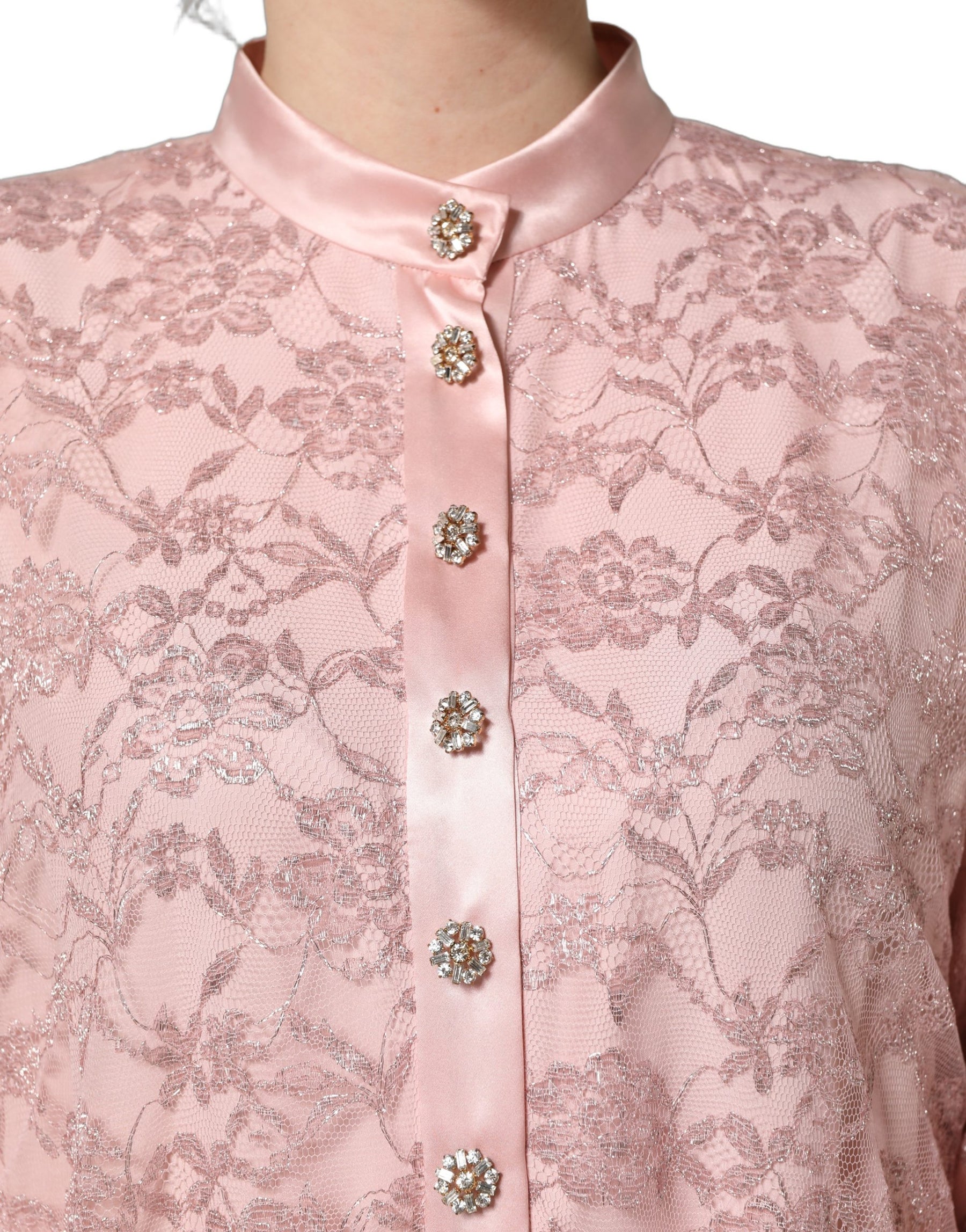 Dolce & Gabbana Pink Corded Floral Lace Kaftan Midi Dress | Regal Royce