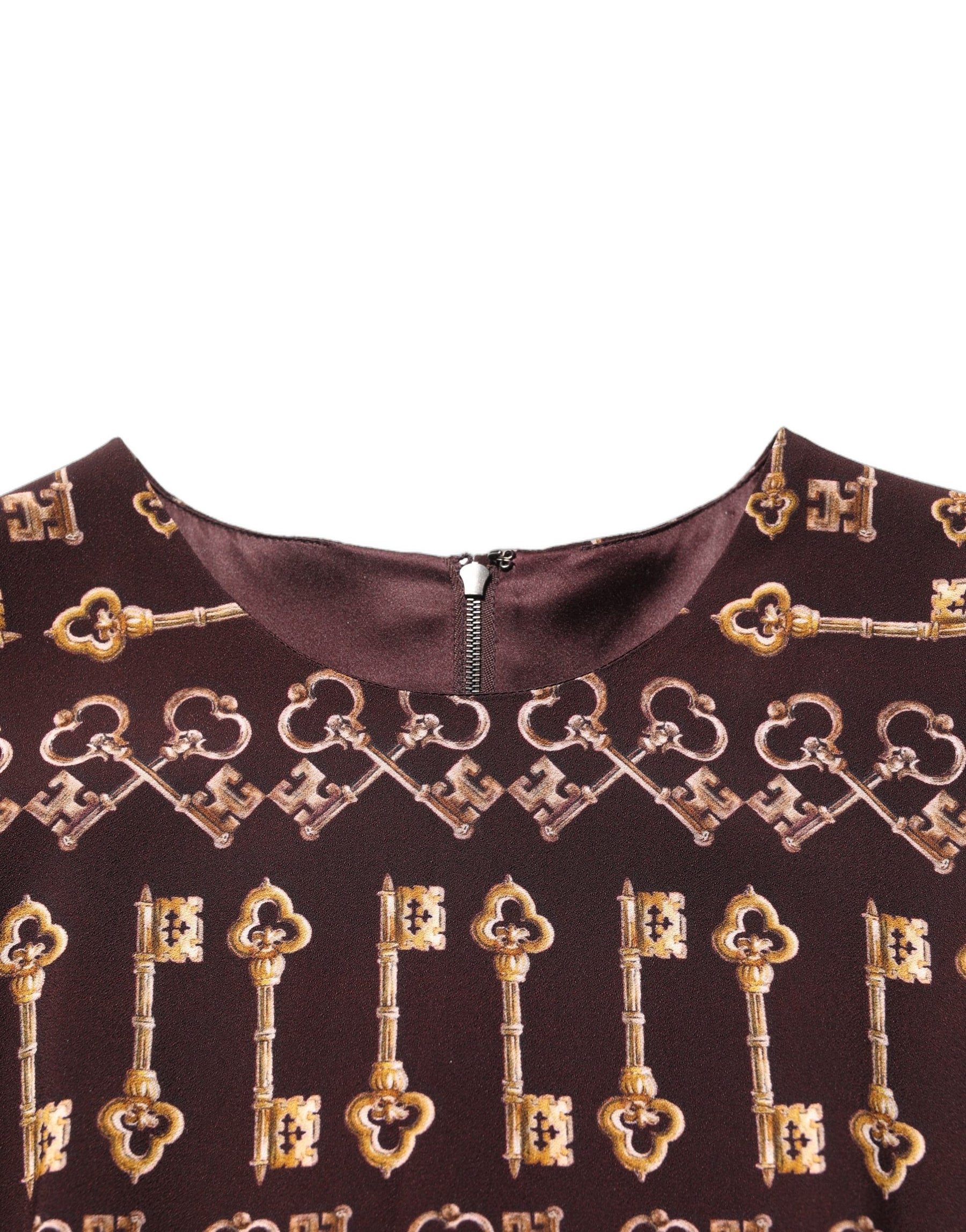 Dolce & Gabbana Brown Keys Fitted Sheath Knee Length Dress | Regal Royce