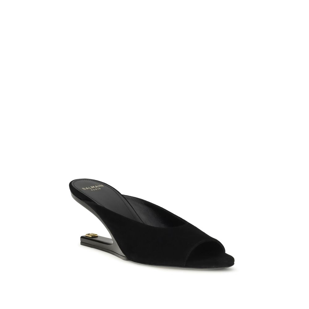 Balmain Black Goatskin Mules | Regal Royce