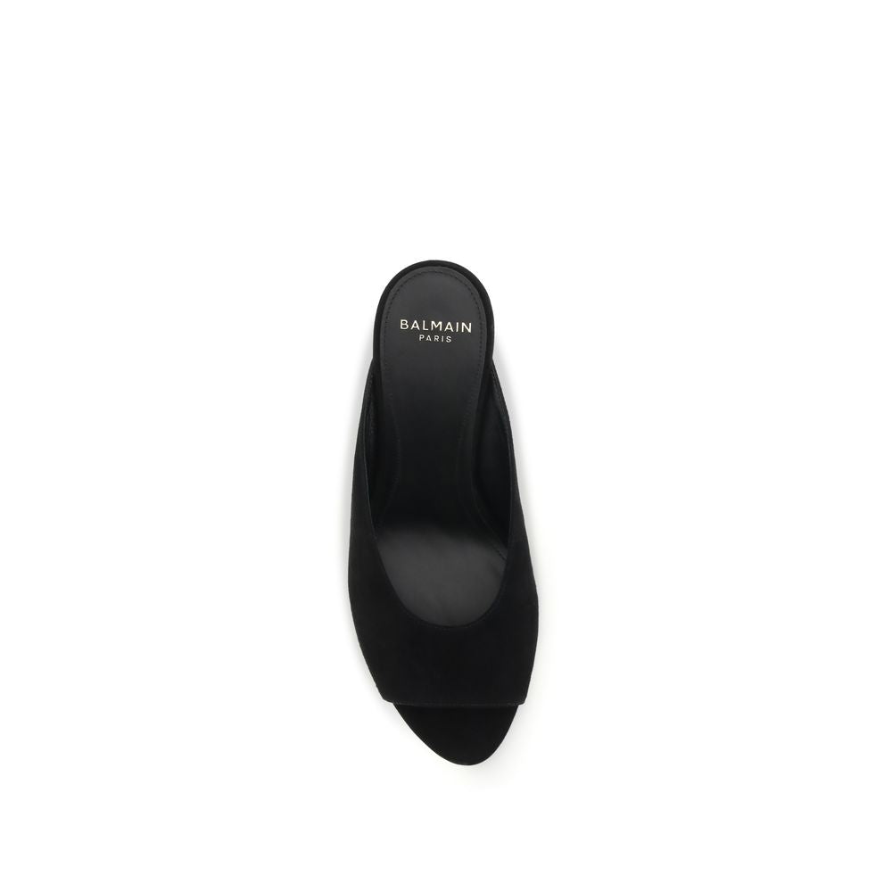 Balmain Black Goatskin Mules | Regal Royce