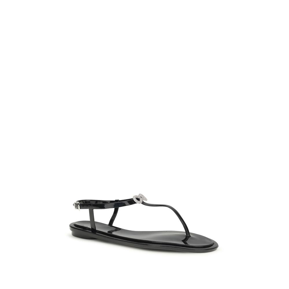 MACH & MACH Black Rubber Flat Sandals | Regal Royce