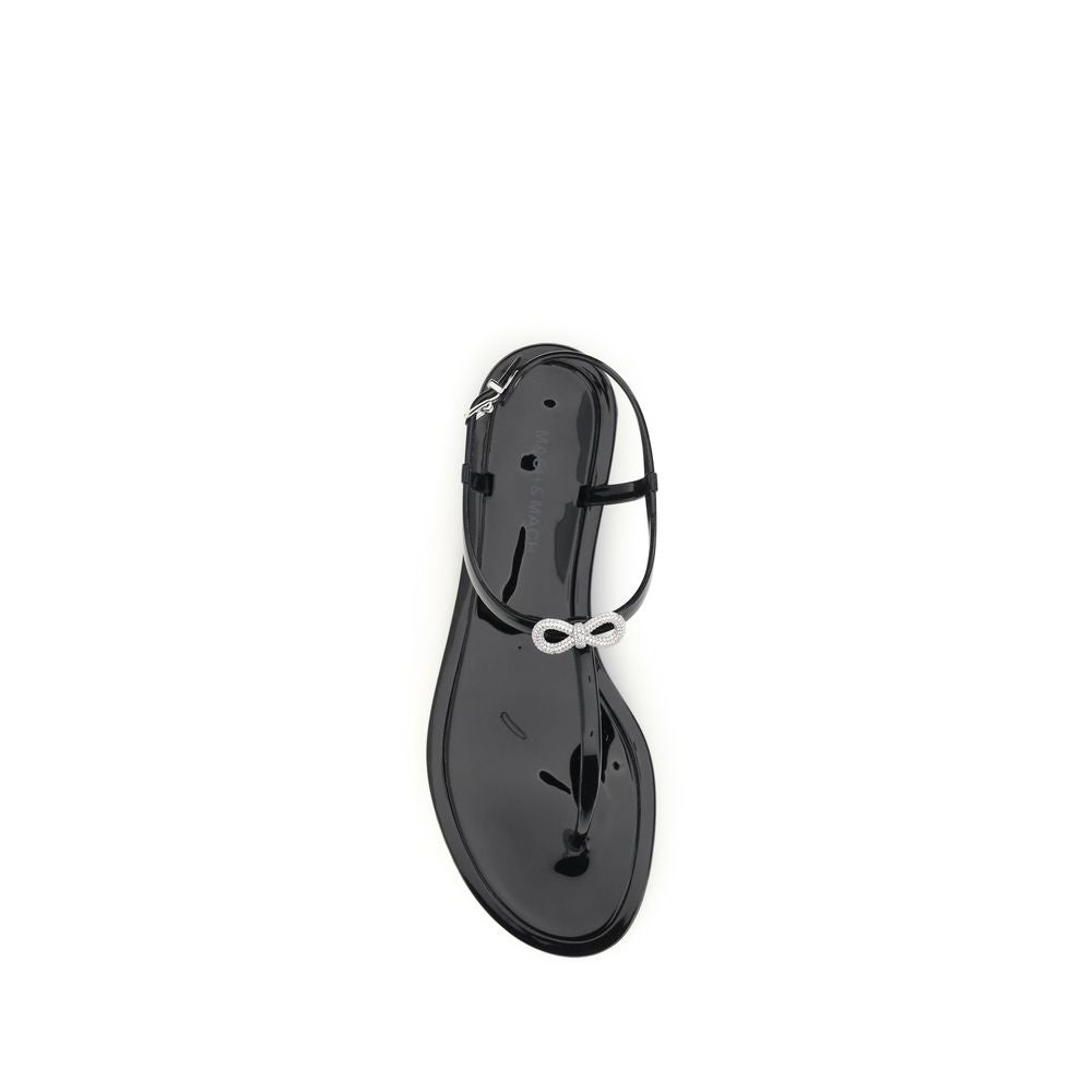 MACH & MACH Black Rubber Flat Sandals | Regal Royce