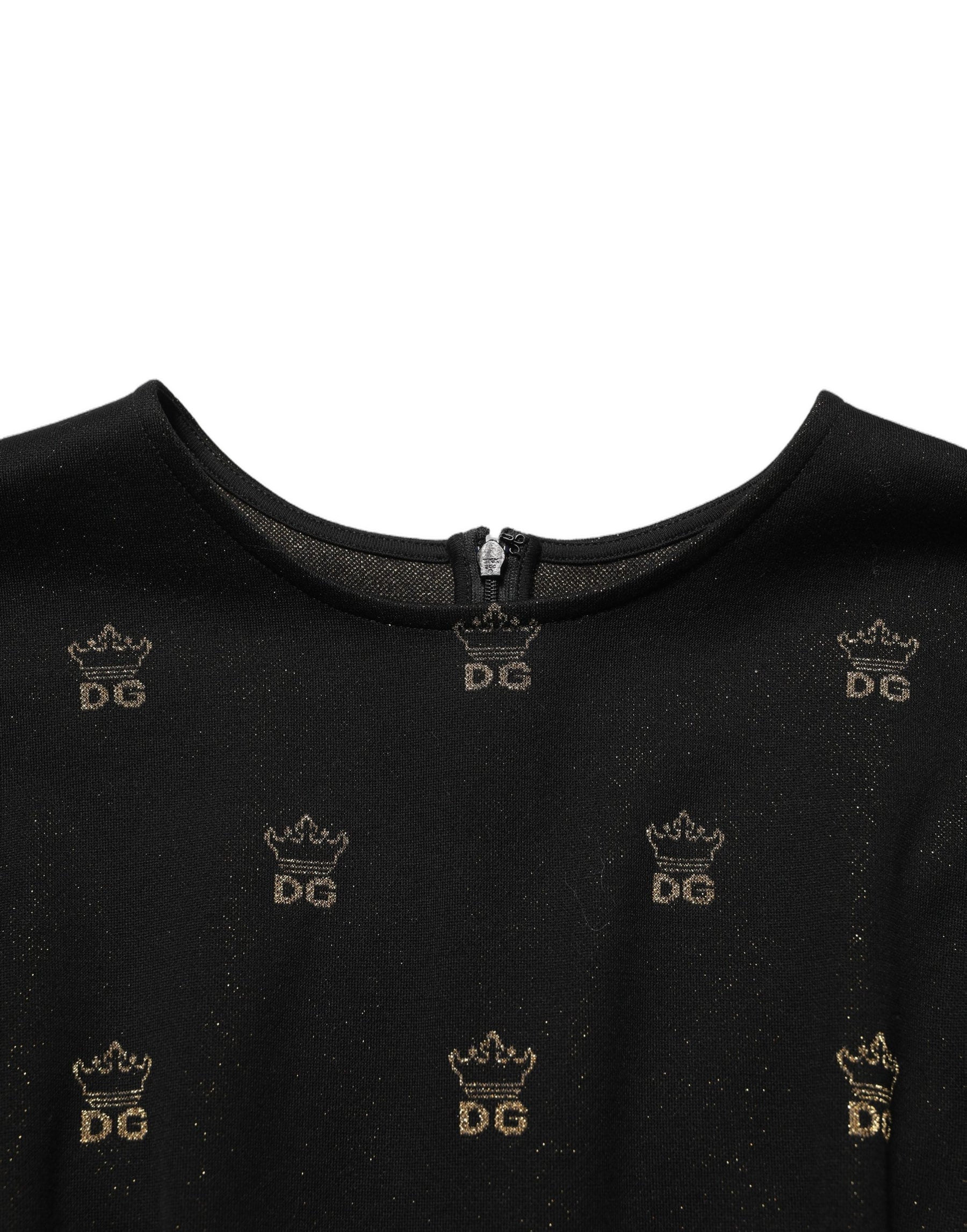 Dolce & Gabbana Black DG Crown Short-Sleeve Sheath Dress | Regal Royce