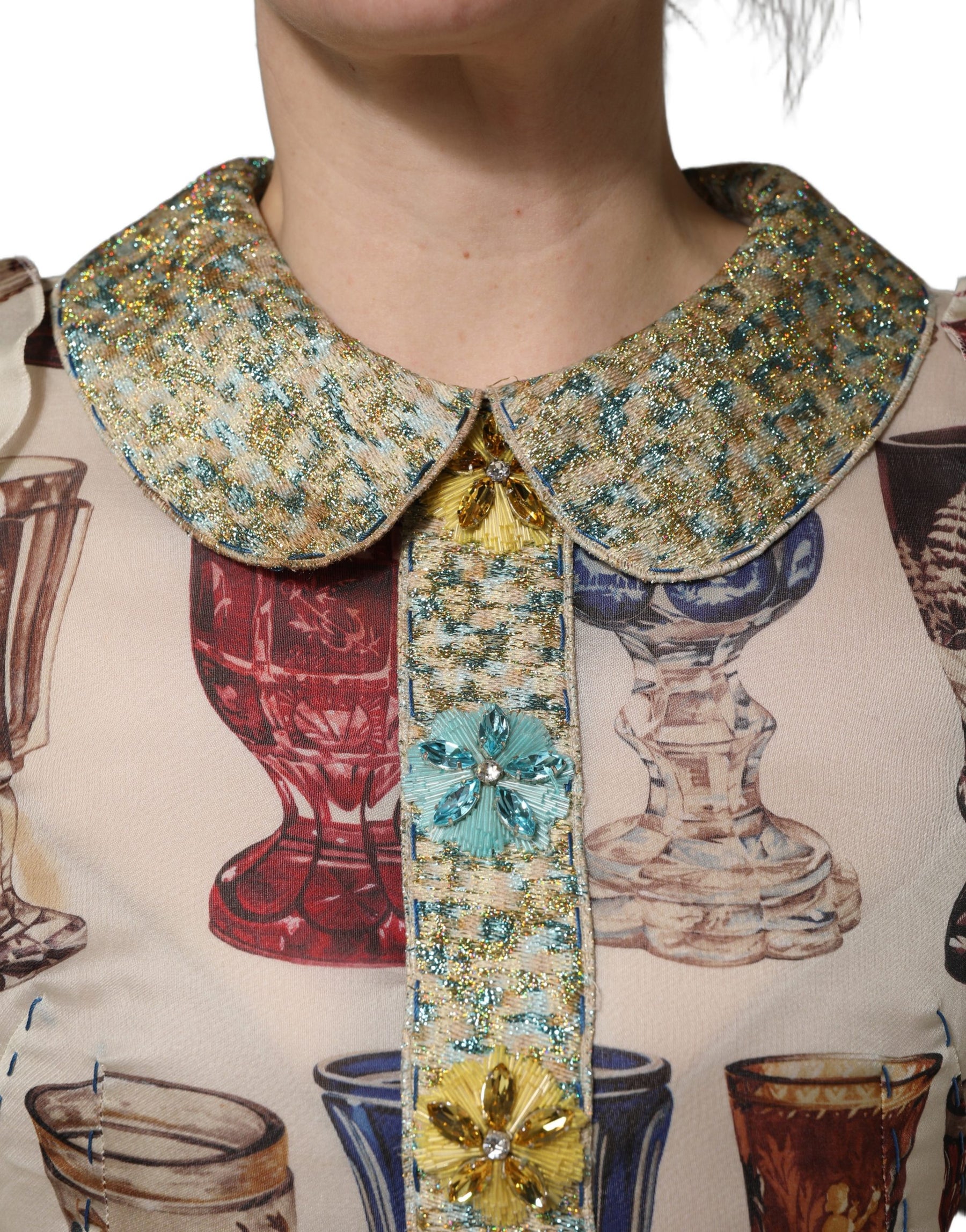 Dolce & Gabbana Multicolor Vintage Glassware Midi Dress | Regal Royce