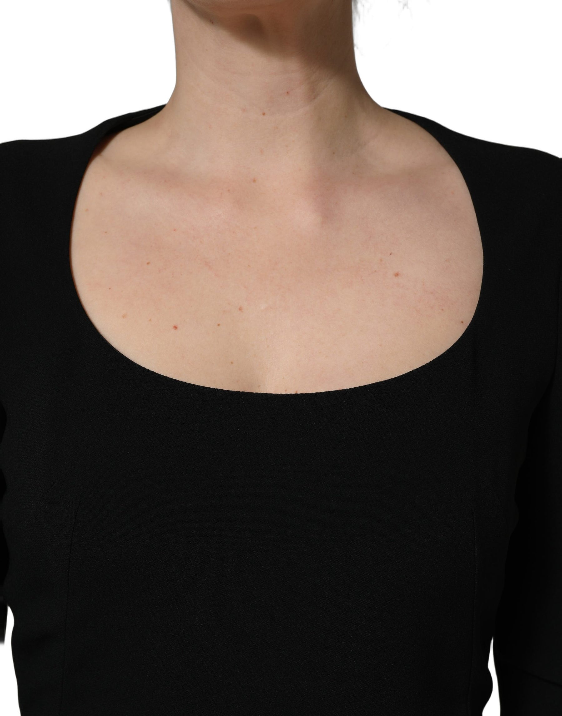 Roberto Cavalli Black Long Sleeves Scoop Neck Mini Dress | Regal Royce