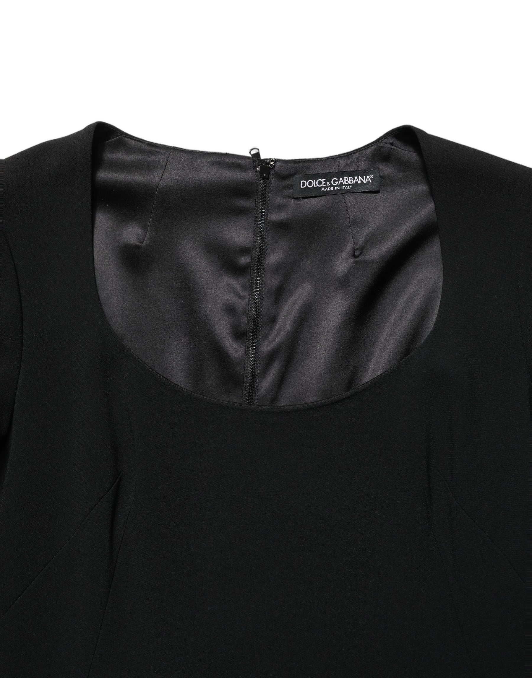 Roberto Cavalli Black Long Sleeves Scoop Neck Mini Dress | Regal Royce