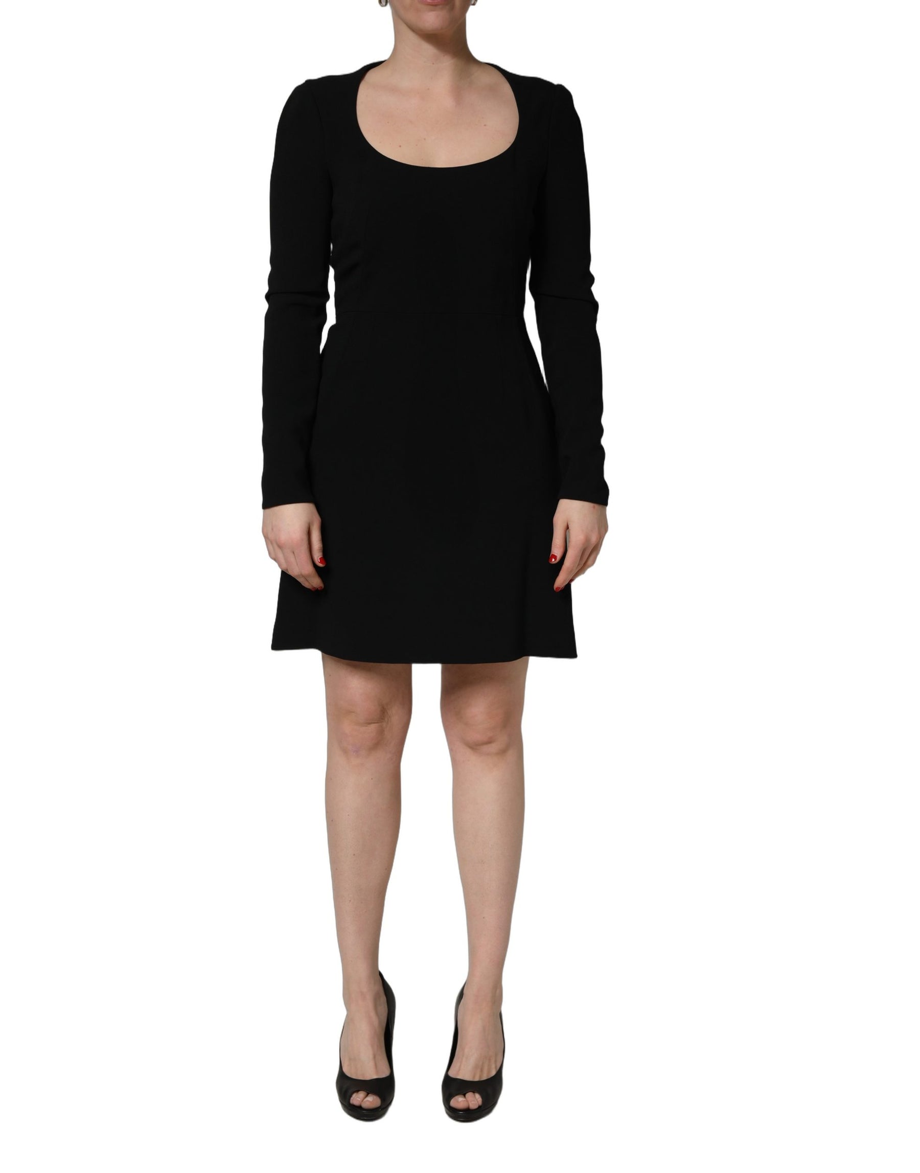 Roberto Cavalli Black Long Sleeves Scoop Neck Mini Dress | Regal Royce