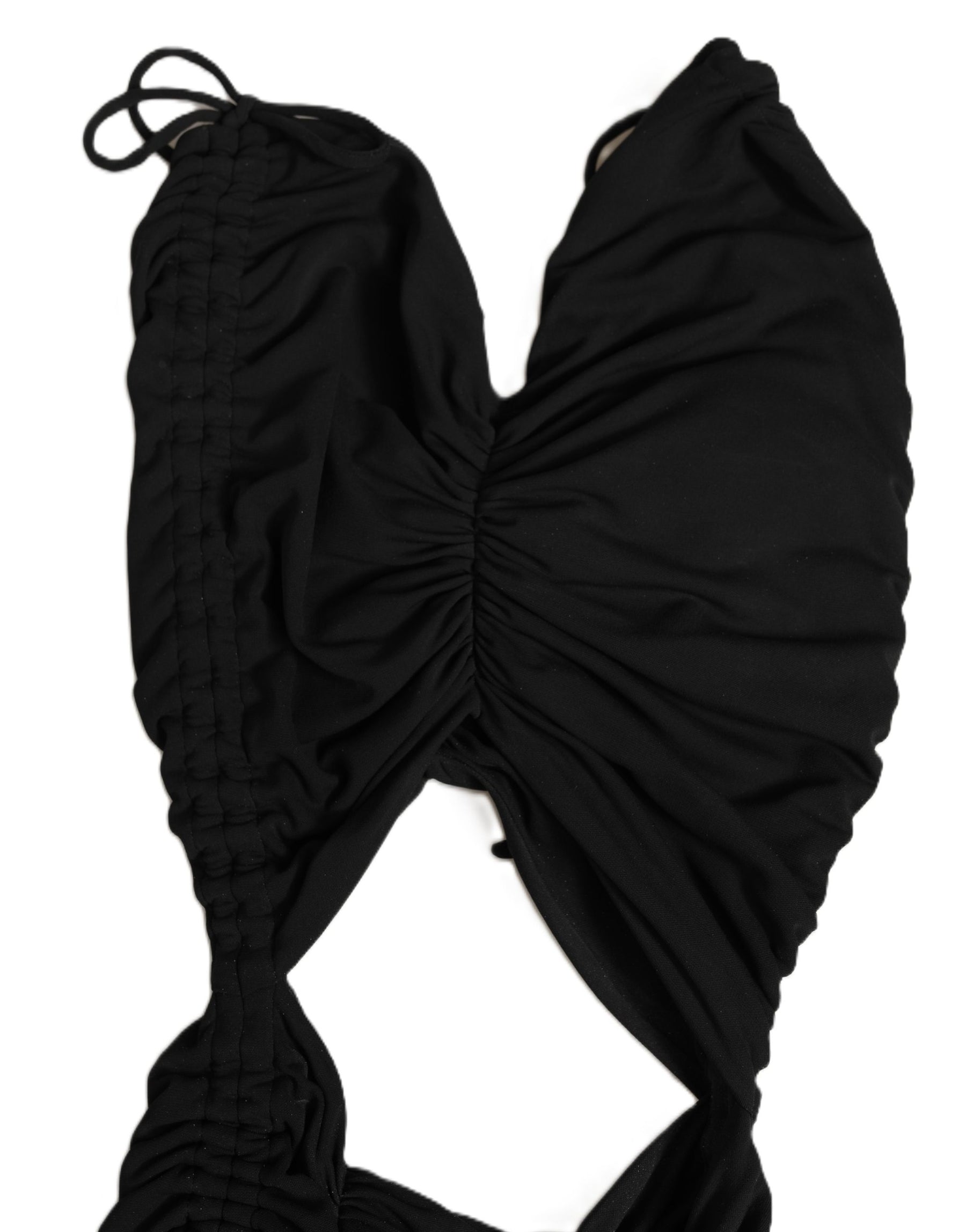 Dolce & Gabbana Black Jersey Calf Length Cut-Out Ruched Dress | Regal Royce