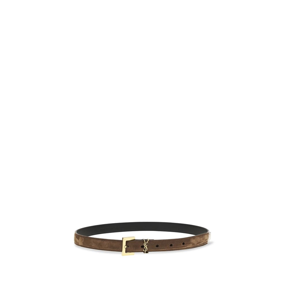 Saint Laurent Brown Calf Leather Bos Taurus Thin Belt | Regal Royce