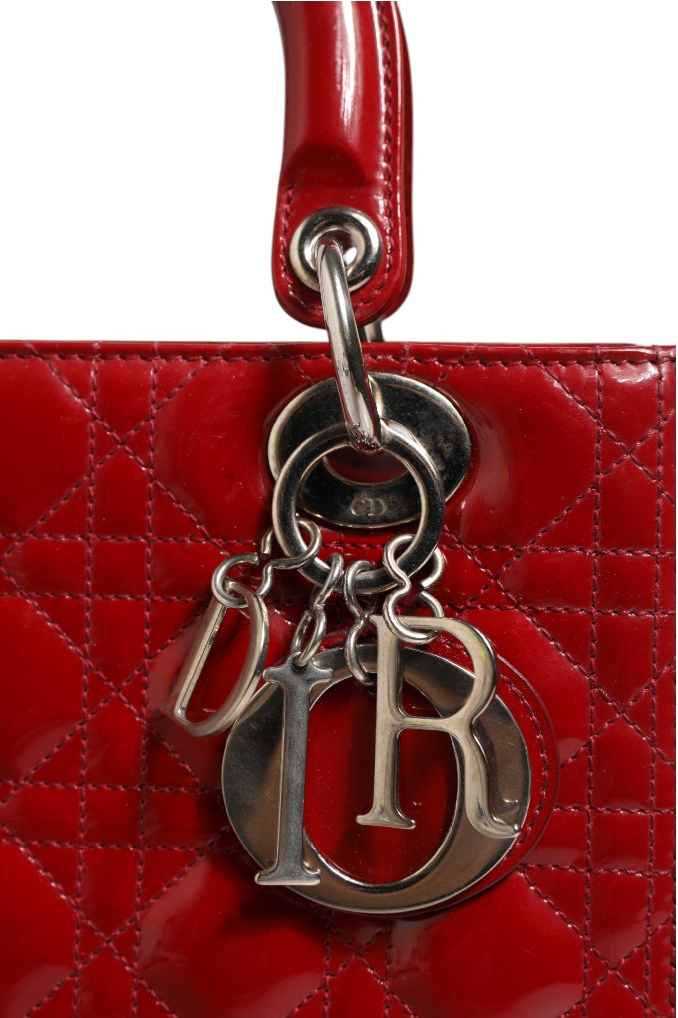 Christian Dior Cherry Red Patent Leather Cannage Quilting Small Lady Dior Bag | Regal Royce