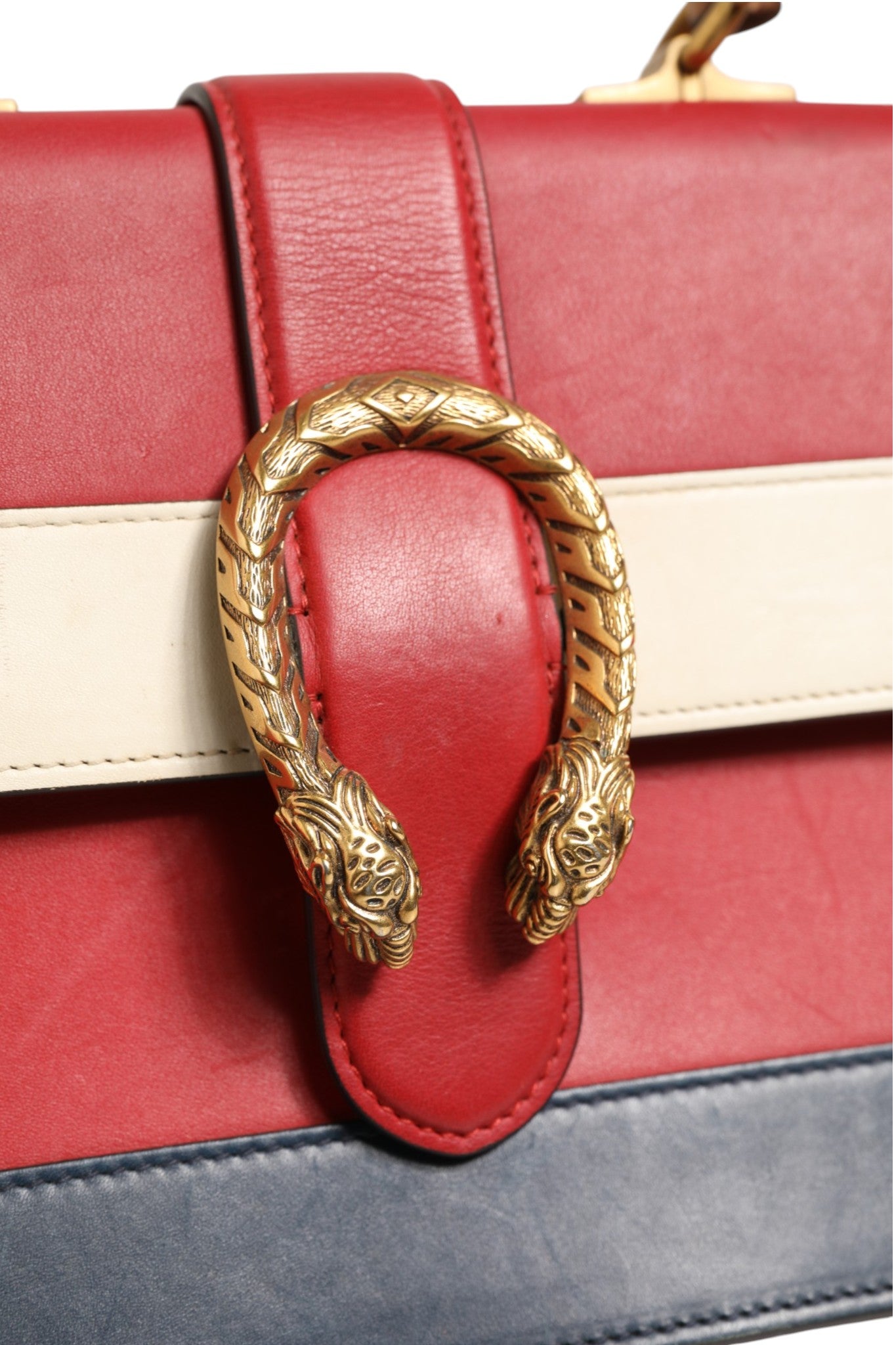 Gucci Dionysus Bamboo Medium Top Handle Bag White Blue Red | Regal Royce