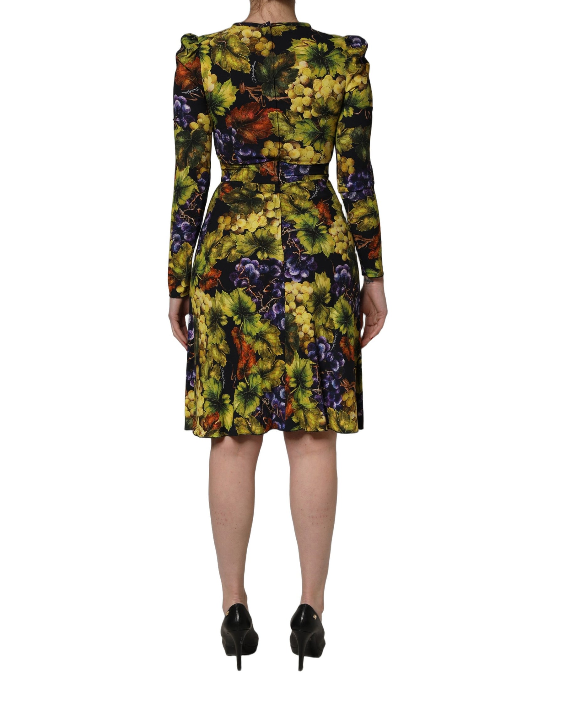 Dolce & Gabbana Multicolor Grape Print LongSleeve Midi Dress | Regal Royce