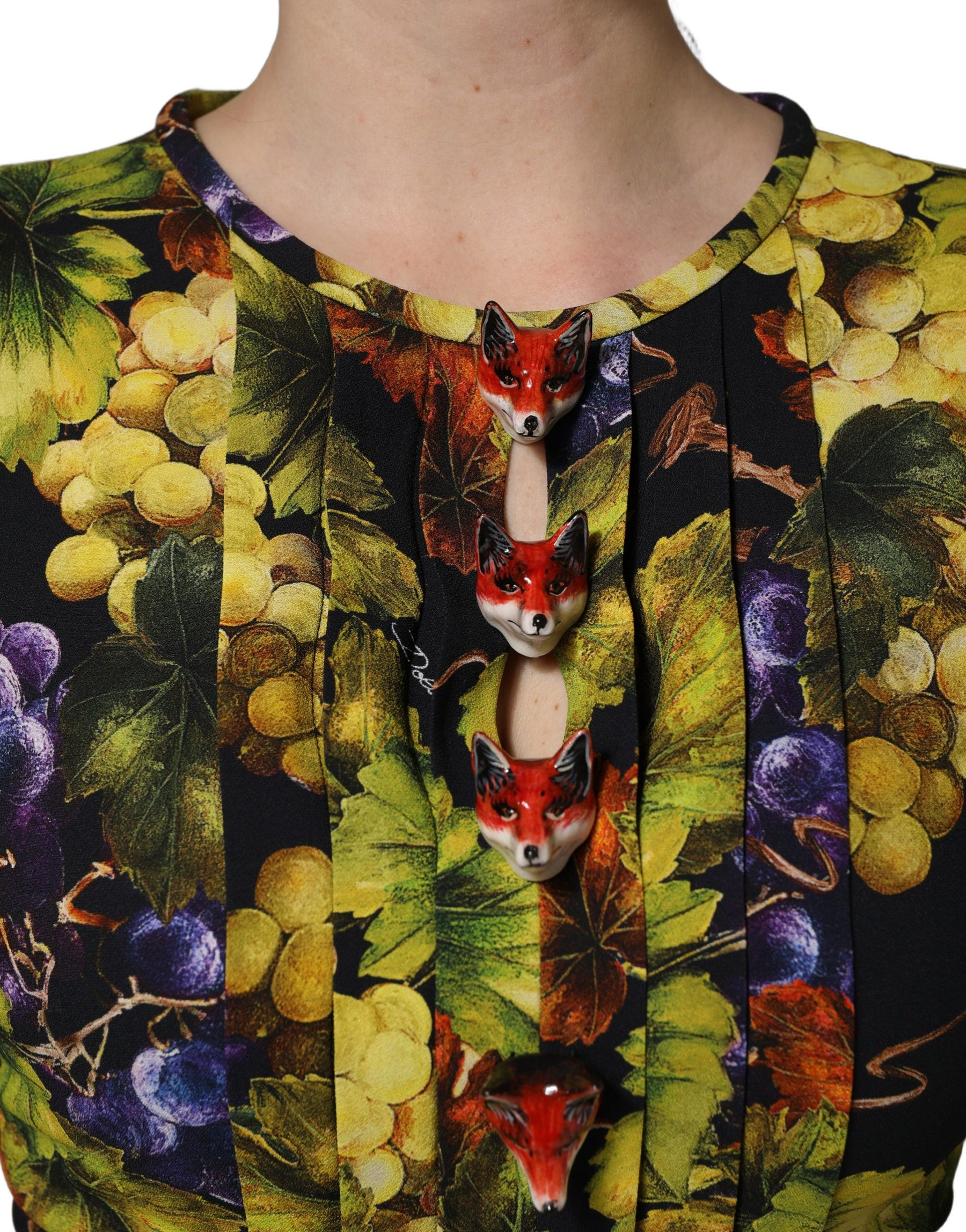 Dolce & Gabbana Multicolor Grape Print LongSleeve Midi Dress | Regal Royce