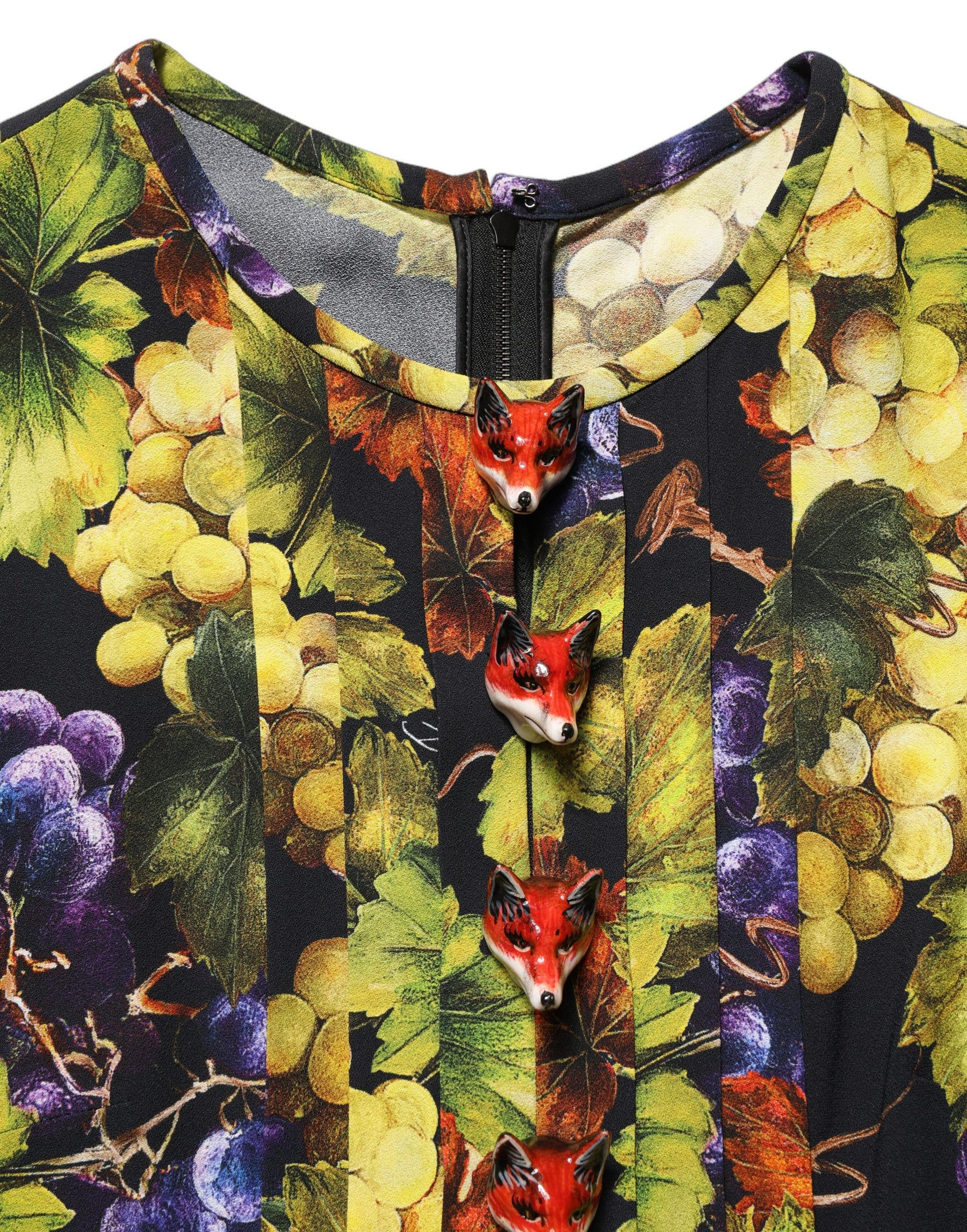 Dolce & Gabbana Multicolor Grape Print LongSleeve Midi Dress | Regal Royce